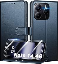 Mofurd Cover for Xiaomi Redmi Note 14 4G (Not for 5G) PU Leather Book [with 2 Pieces Tempered Glass Film] Shockproof Wallet Case [RFID Blocking] [Stand Function] [Card Slots] Blue