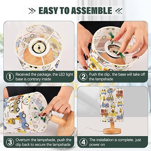 Miniatura 4 de Lámpara de noche pequeña lámpara de mesa con puerto USB lindos animales vehículos luces de noche blancas para niños habitación de niños