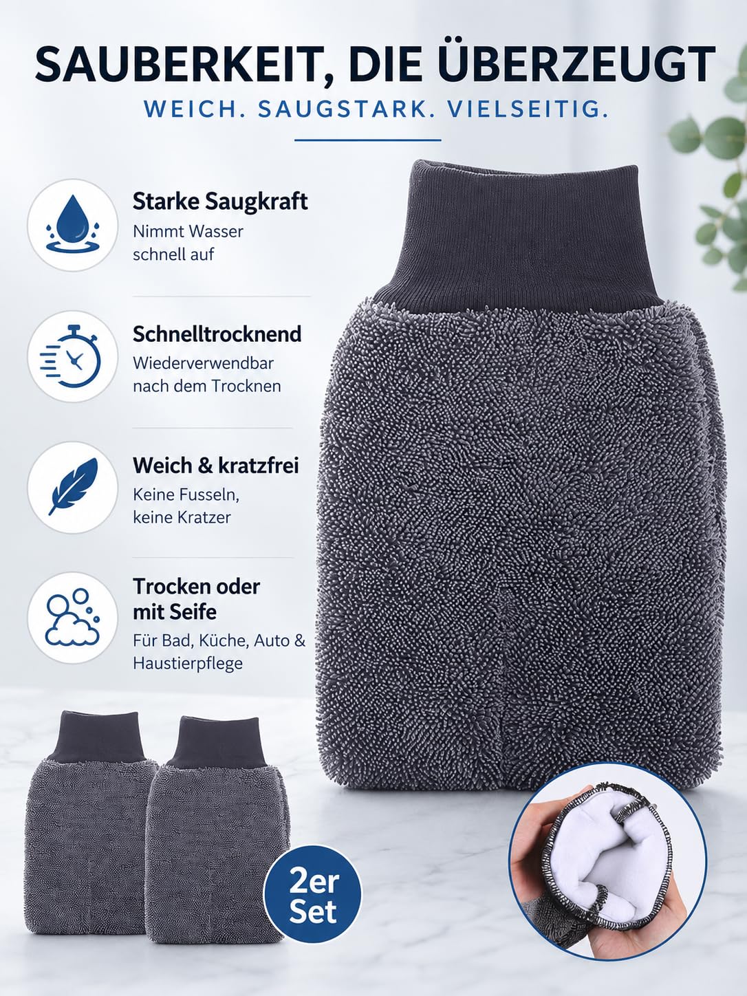 Ultra Wipes Trockenhandschuh aus Mikrofaser，4pcs