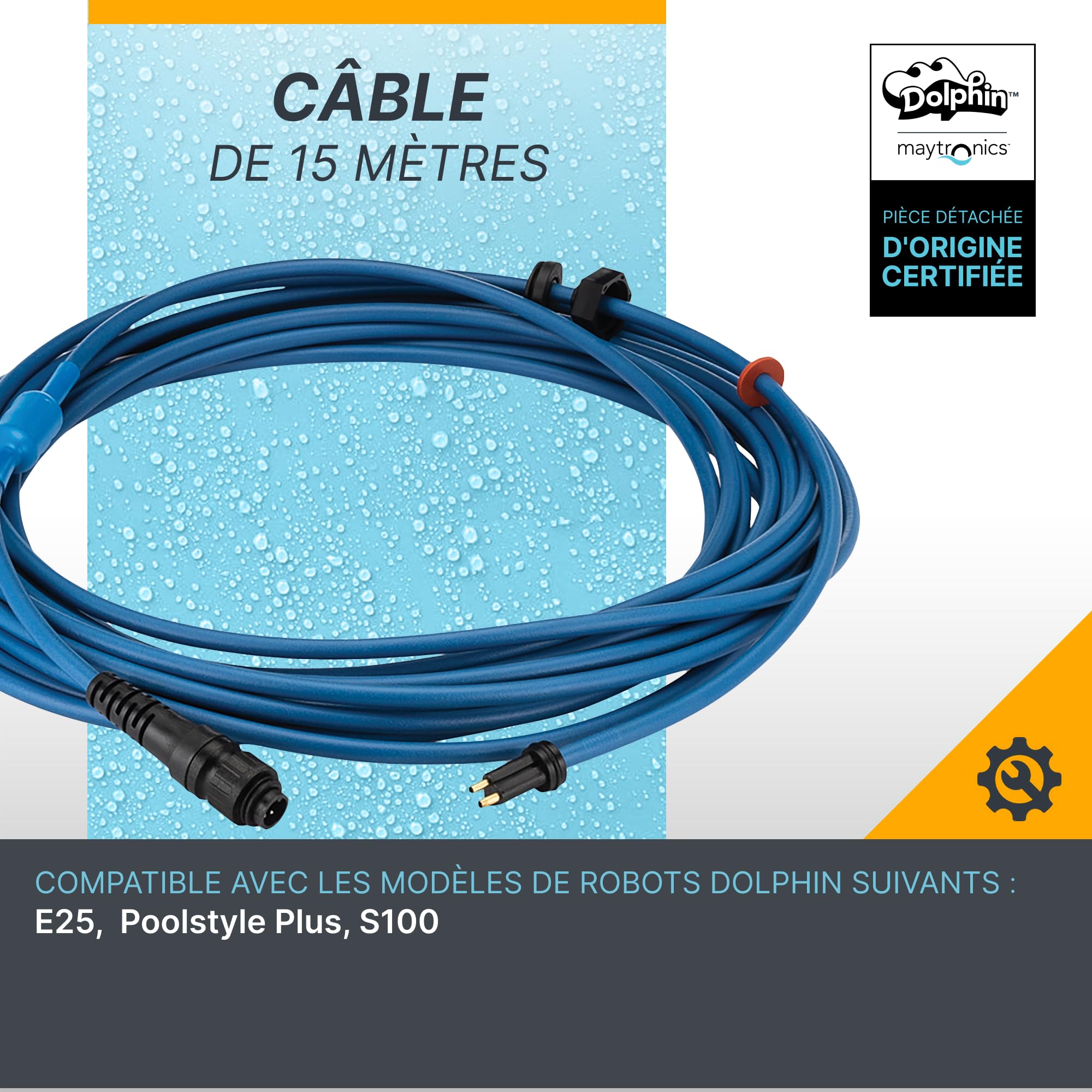 Dolphin Pièce détachée Câble Bleu de 15 mètres pour Plus de mobilité - Référence 9995884-DIY