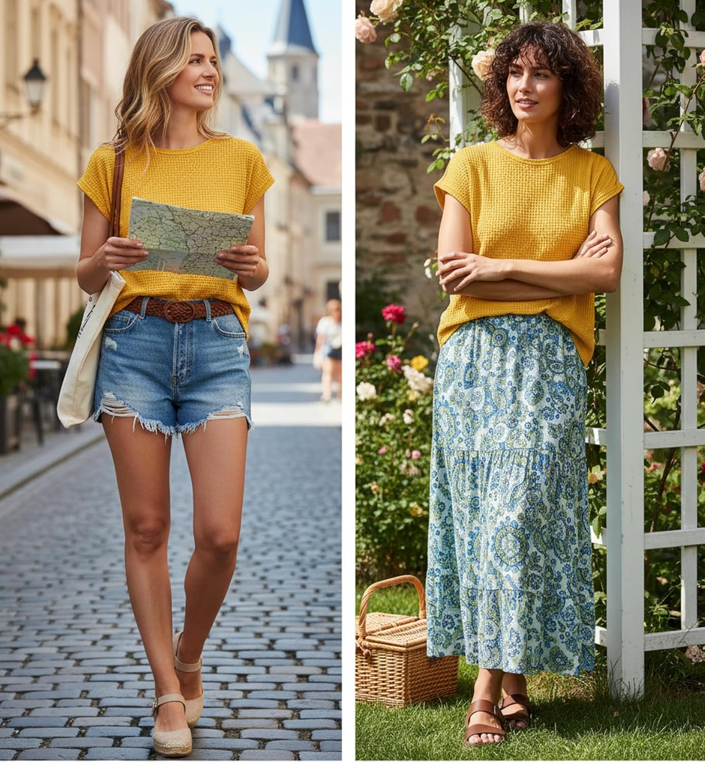 Summer Tops for Women Waffle Knit Tunic Shirts Cap Sleeve Knit Pullover Tank Top Fashion Clothing - Image 3