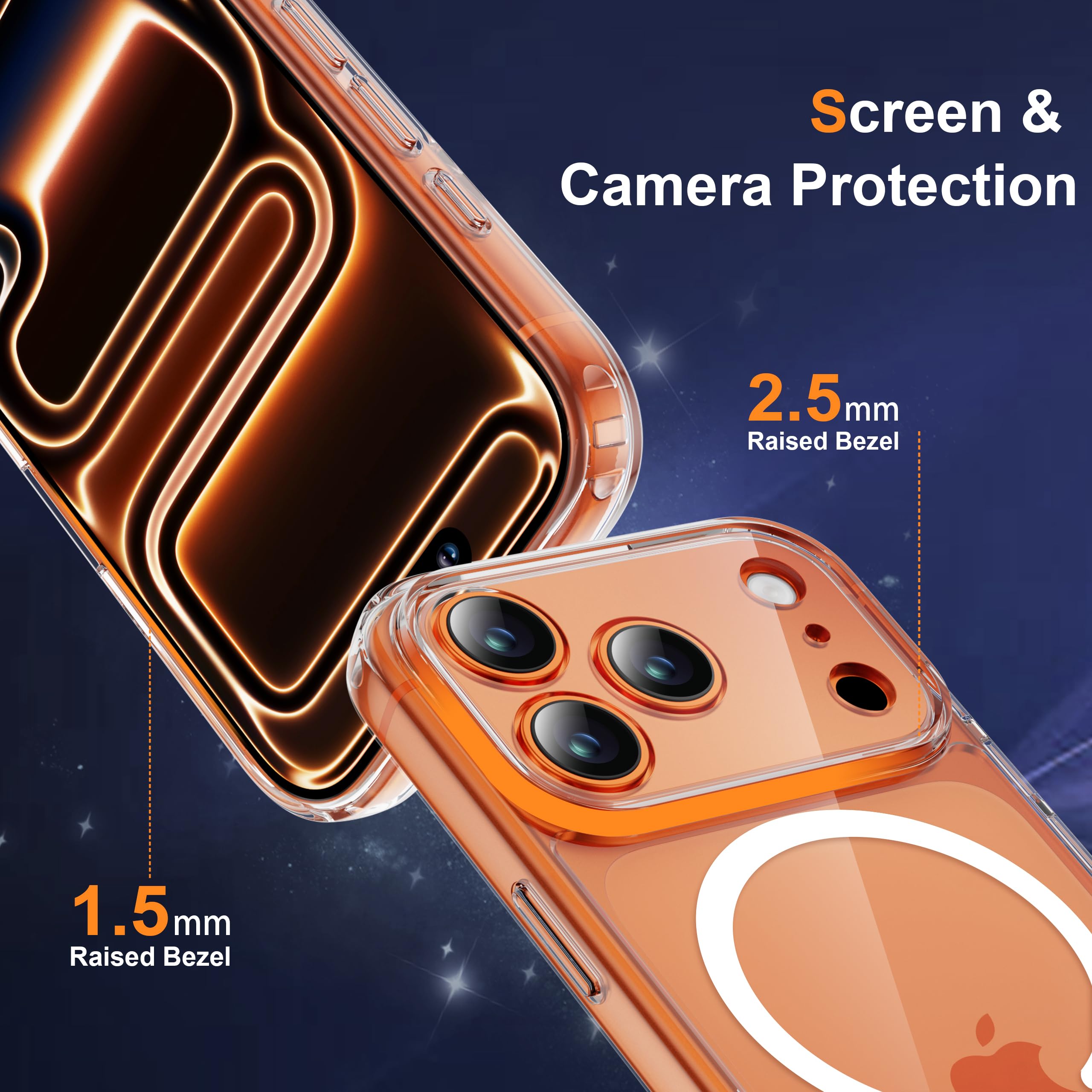 ORETECH Magnetica Cover per iPhone 17 Pro Max 6,9" con 2 Vetro Temperato, Compatibile con MagSafe,Protezione Completa Della Fotocamera, Anti-Graffio Antiurto Ultra Sottile Hard PC Cover-Trasparente