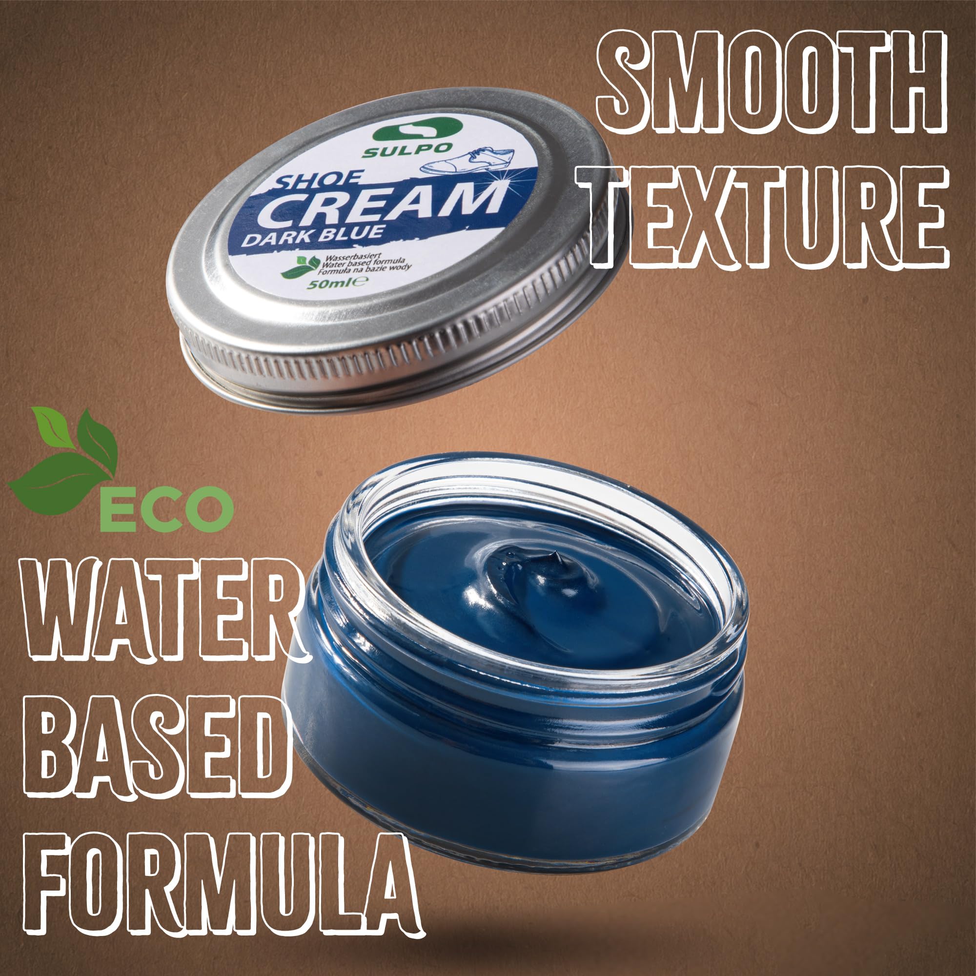 SULPO crema zapatos negro - betun para zapatos - crema zapatos cuero - con base de agua- acondicionador de cuero - crema limpiadora zapatillas - 50 ml