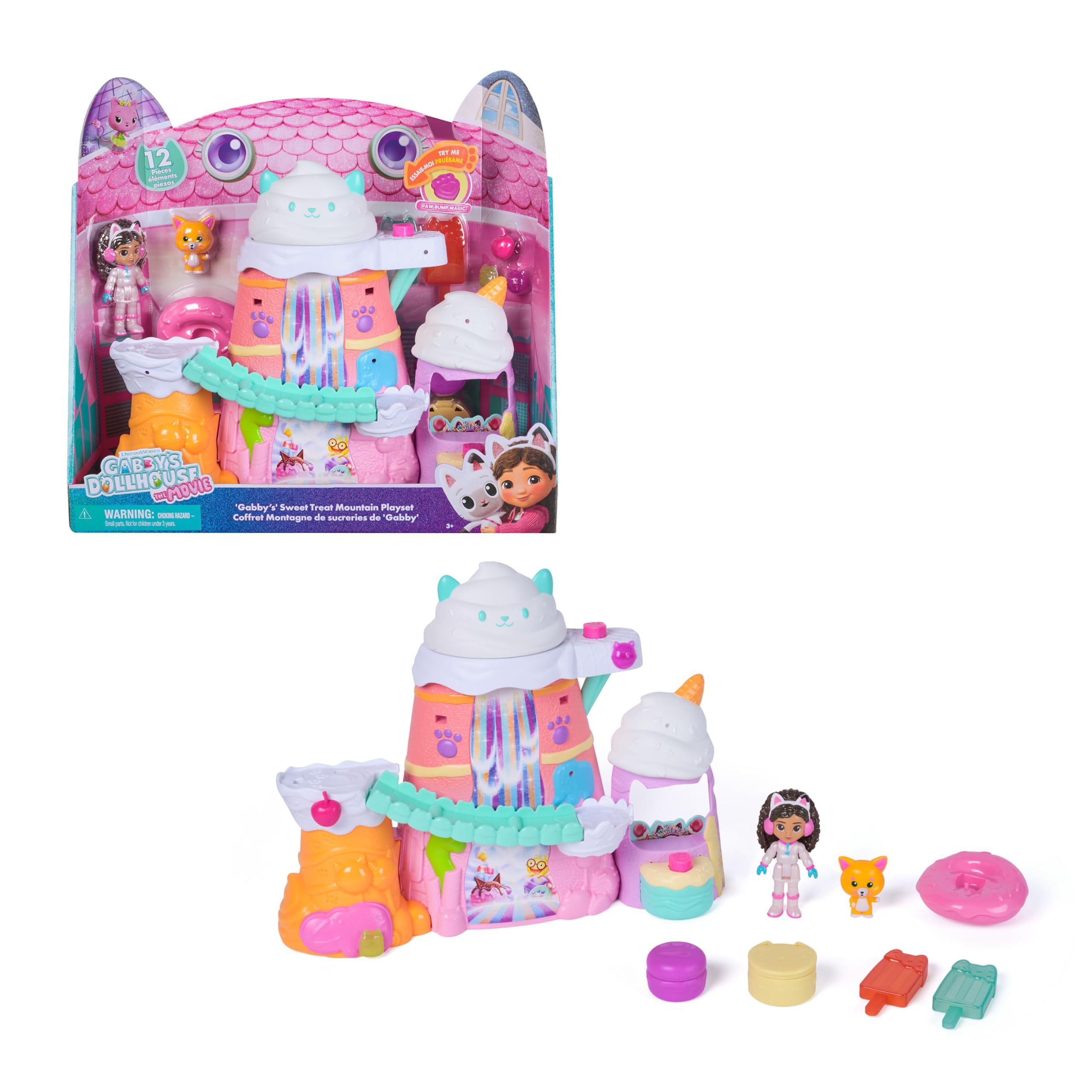 DREAMWORKS GABBY'S DOLLHOUSE: DER FILM - Zuckerguss-Gebirge Spielset, 12-teiliges Spielset mit Gabby Figur, Leopold & Puppenhaus-Zubehör, für Kinder ab 3 Jahren