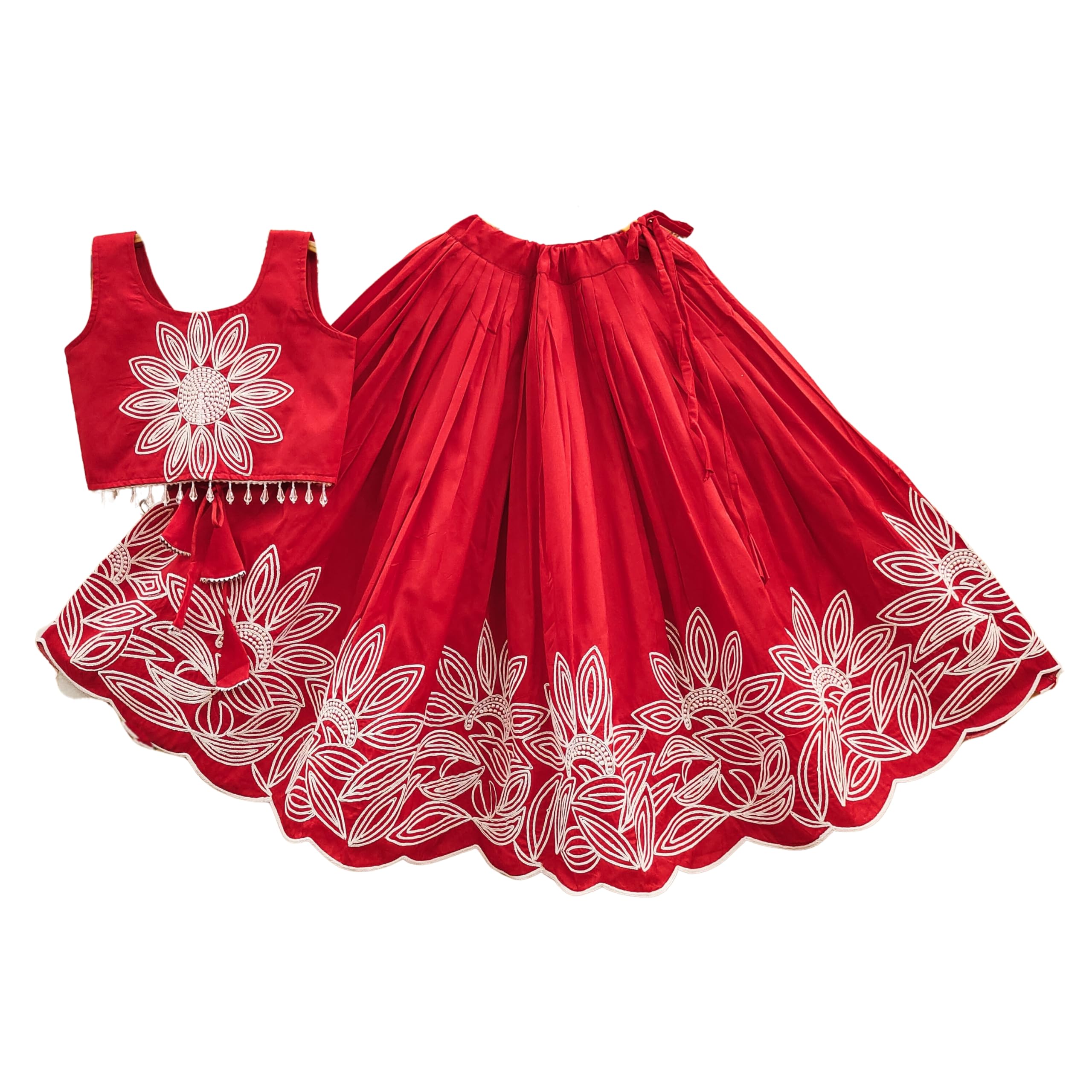 E-SQUARE Girls White Thread Embroidered Lehenga Choli With Dupatta Set - Traditional Ethnic & Wedding Dress for 2-8 Years Kids Girls-image-36