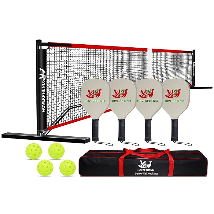 Buy Hoverphenix Pickleball Net with 4 Paddles and Balls for Driveway
