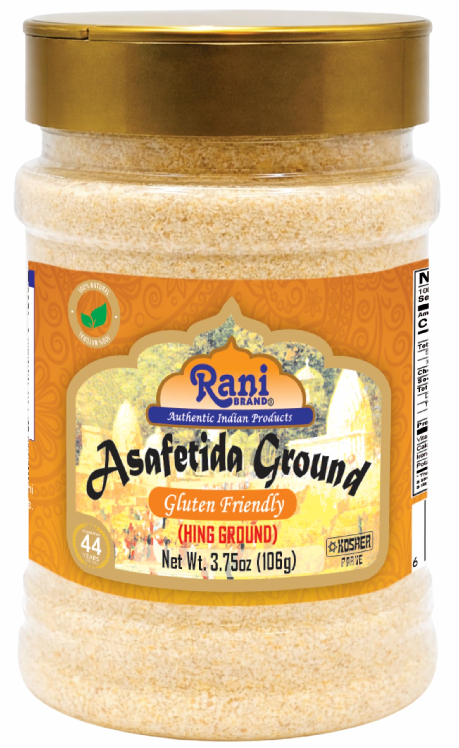 Rani Asafetida (Hing) Ground 3.75oz (106g) Gluten Friendly, PET Jar ~ All Natural | Salt Free | Vegan | Non-GMO | Asafoetida Indian Spice | Best for Onion Garlic Substitute