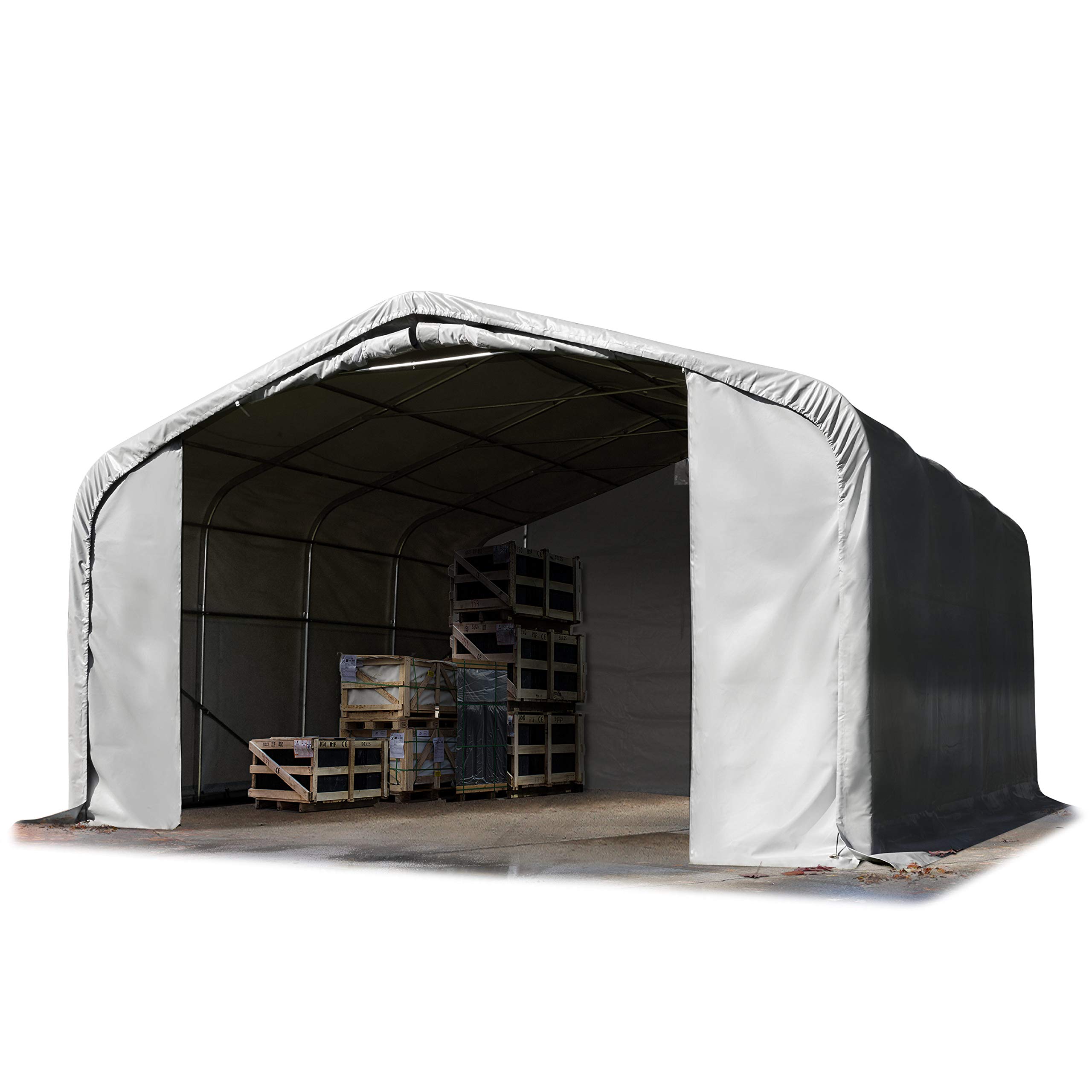 TOOLPORT Wikinger-Lagerhalle 6x6m Zelthalle, graue PVC-Plane