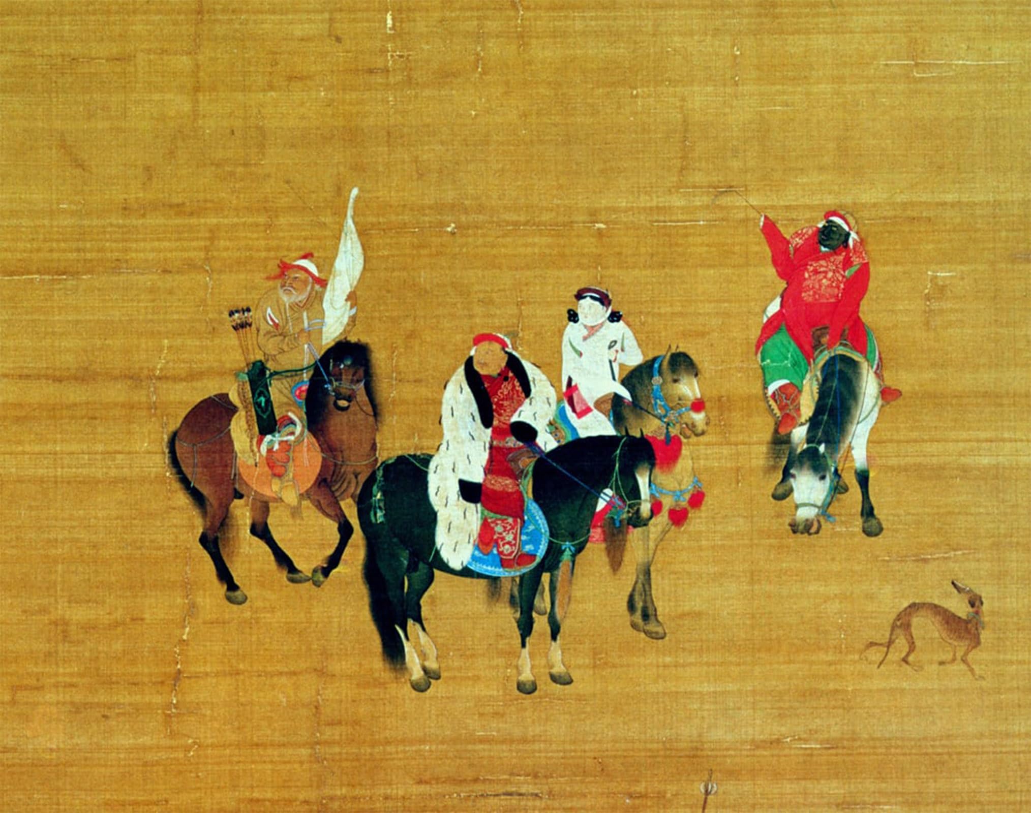ARTXLXXBN Famous Painting Art Wall Decor Abstract Art Picture Kublai Khan Hunting Yuan Dynasty by Liu Kuan Tao Animal Pictures for Home Decor 60x90cm