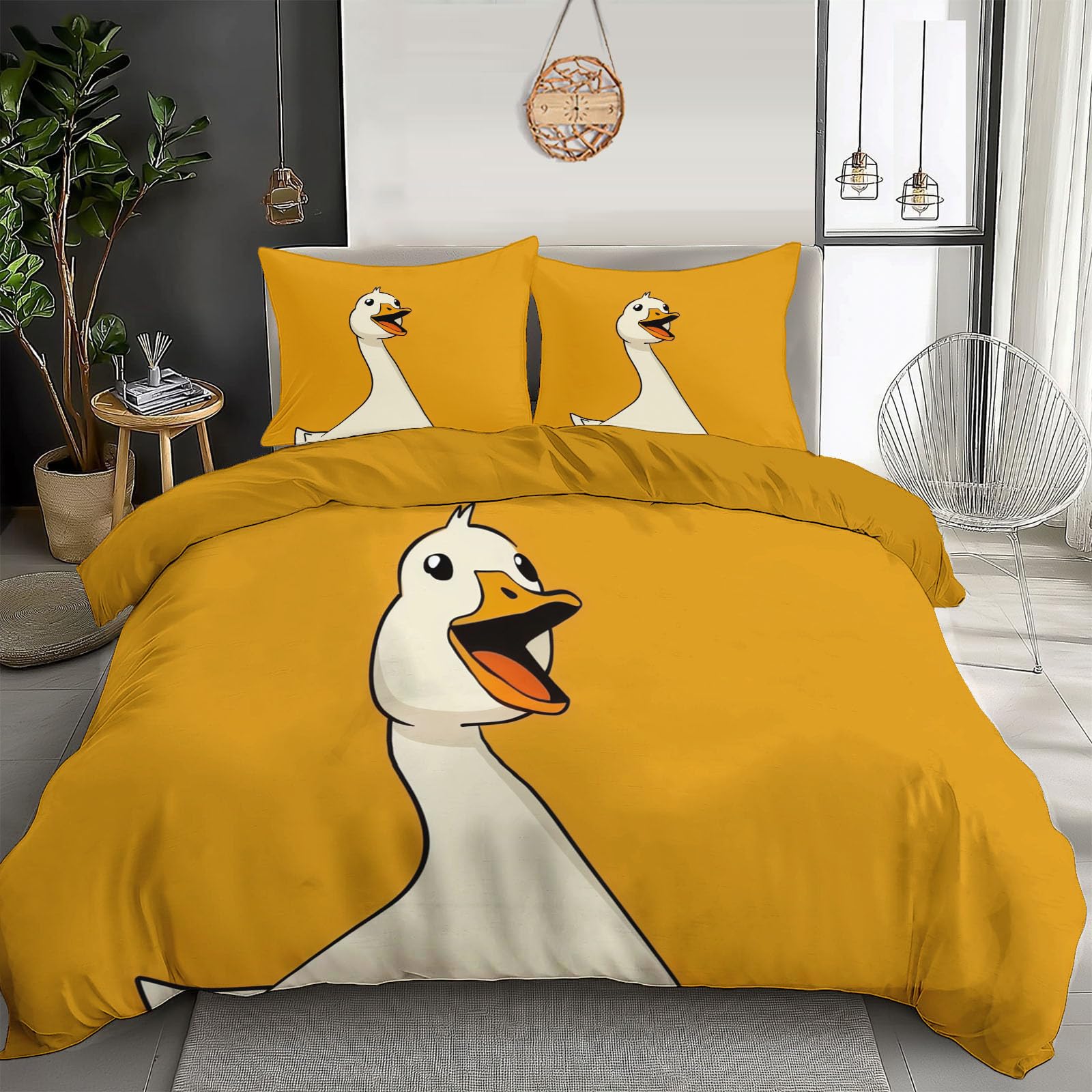 Housse de couette canard jaune 240x260 : fini la couette qui glisse !