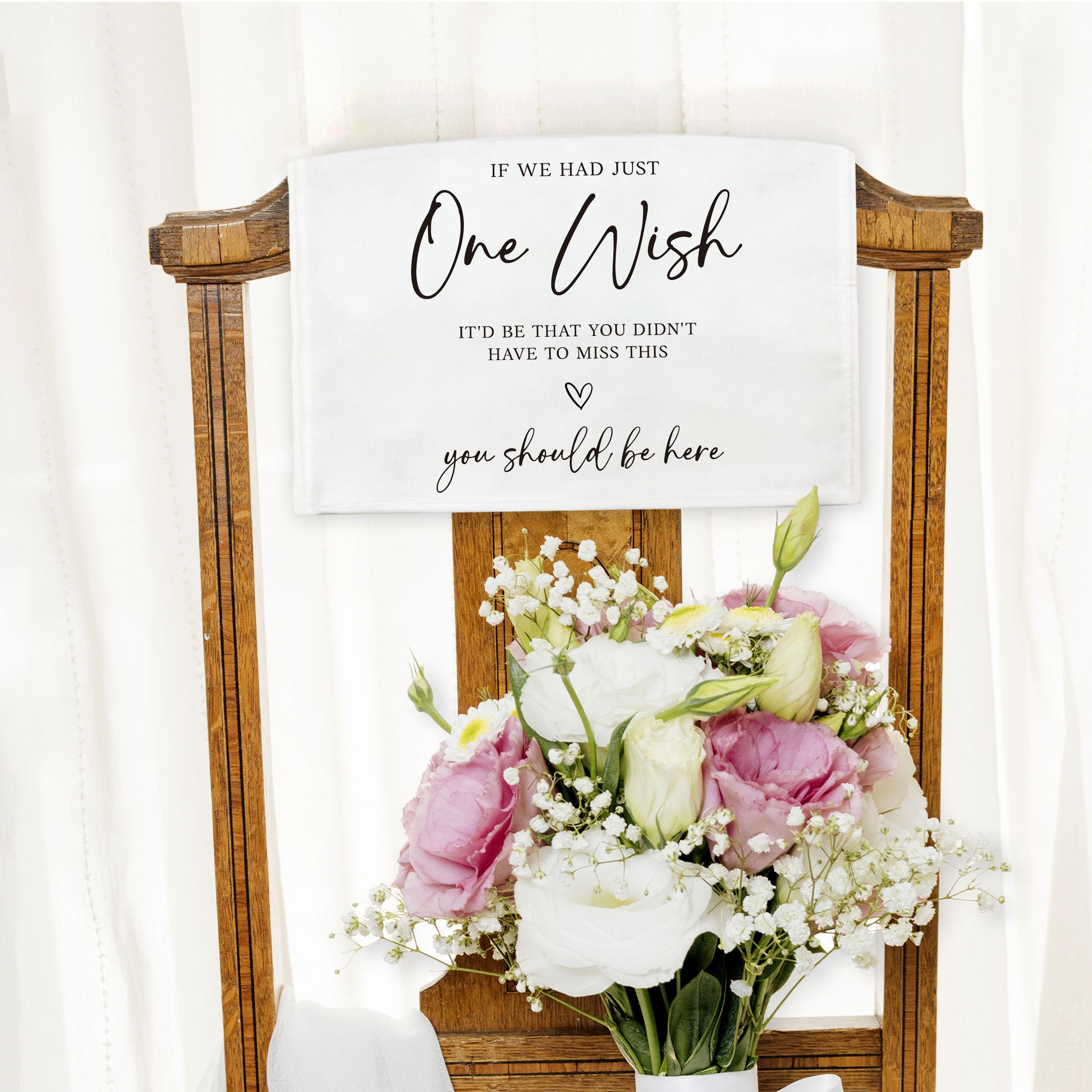 'In Loving Memorial' znak ślubny, biały zarezerwowany fotel weselny znak 'If We Had Just One Wish Memorial Signs for Church Pew Bench, wesela dekoracje znaki na ceremonię przyjęcie-A11