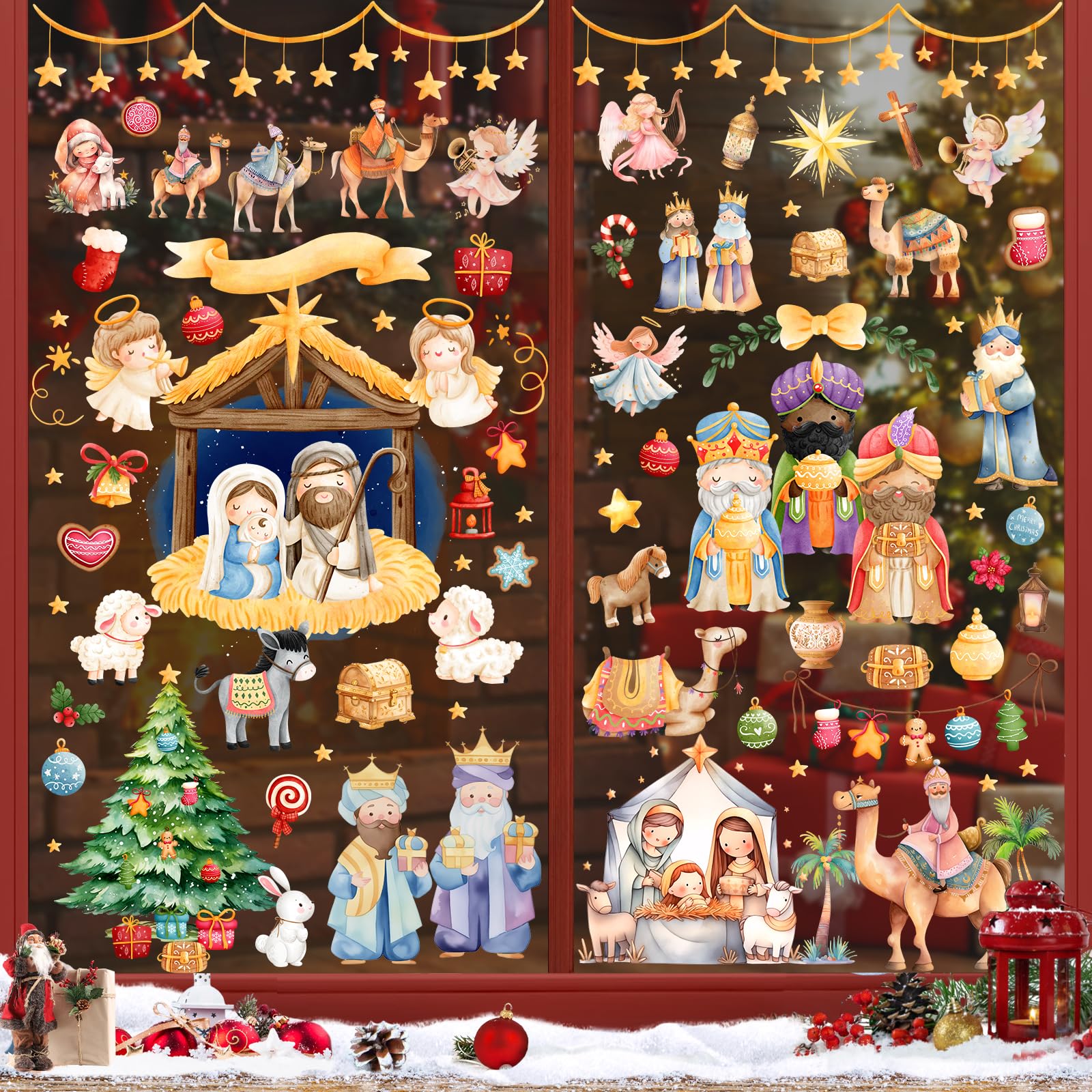 Pegatinas Navideñas Estáticas Para Ventanas Árbol De Navidad Blanco