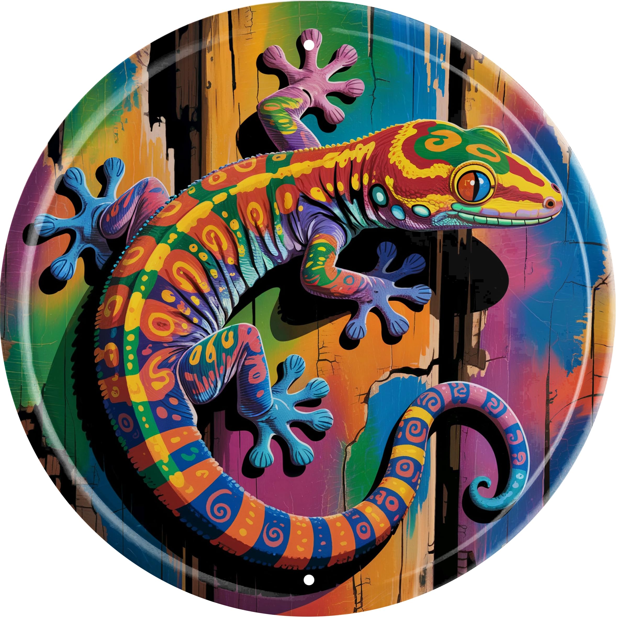 Colorful Lizard Funny Retro Wall Metal Tin Signs Decor 8x8 in