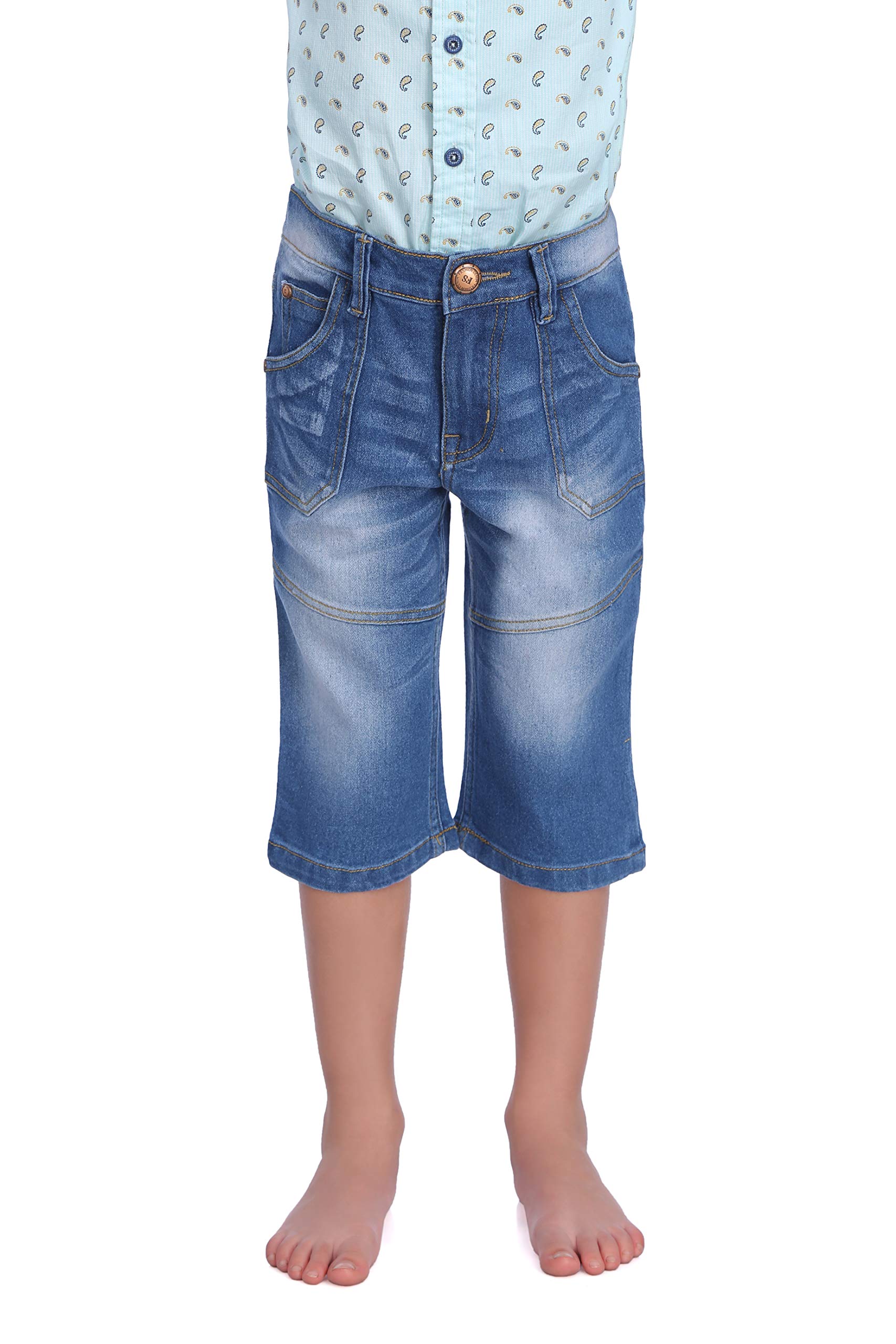 PROTEENS Boys Light Blue Slim Fit Mid Rise Capri