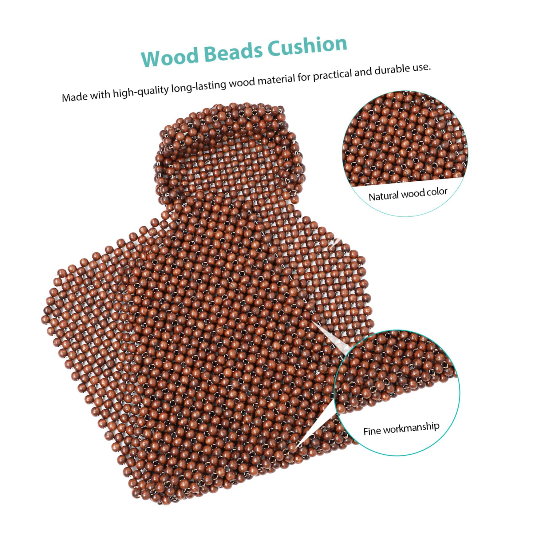 Cuscino per Sedile Perline Legno Traspirante Massaggiante e Resistente per Guida Lunga e Comfort