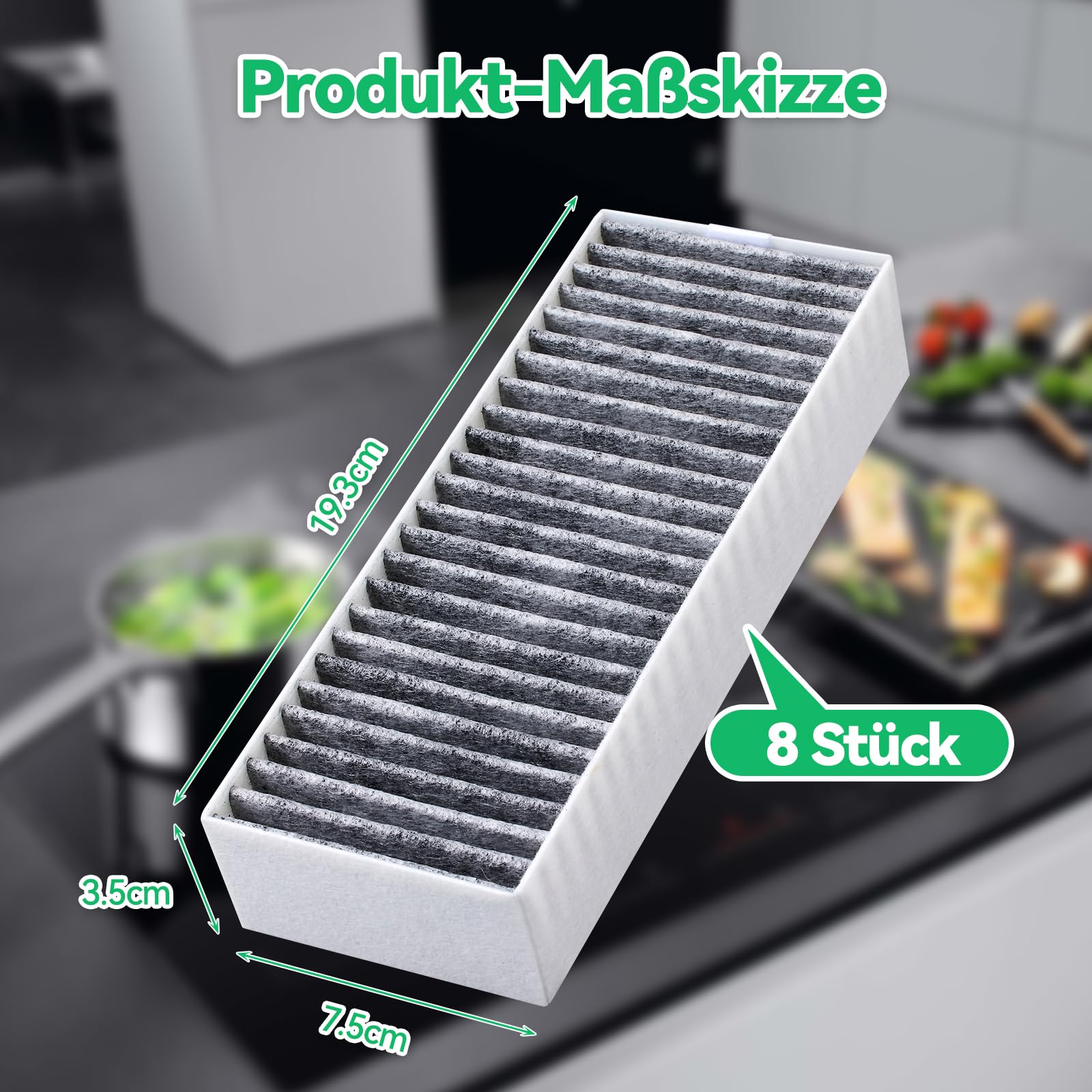 8 Stück Dunstabzugshaube Aktivkohlefilter für Siemens HZ9VRCR0 17004796/Bosch HEZ9VRUD0 17004811/Neff Z821VR0 17004806/ Gaggenau CA282111/ Constructa CCZ9VRCRCR0 17006669, Umluftersatzfilter Zubehör