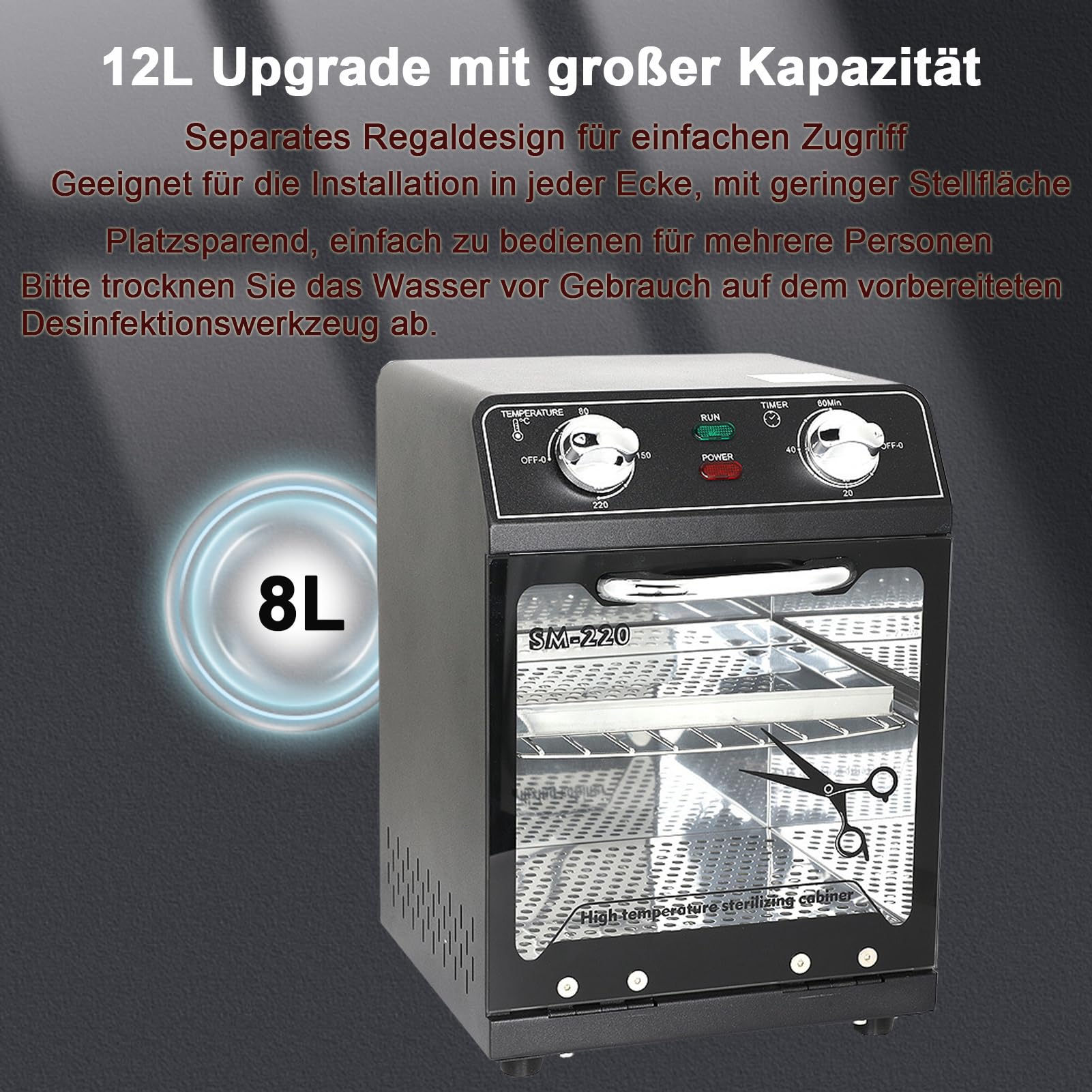 Hochtemperatur-Sterilisator Für Werkzeuge – Bis 220°C, Für Nagel-, Kosmetik- & Friseurbedarf