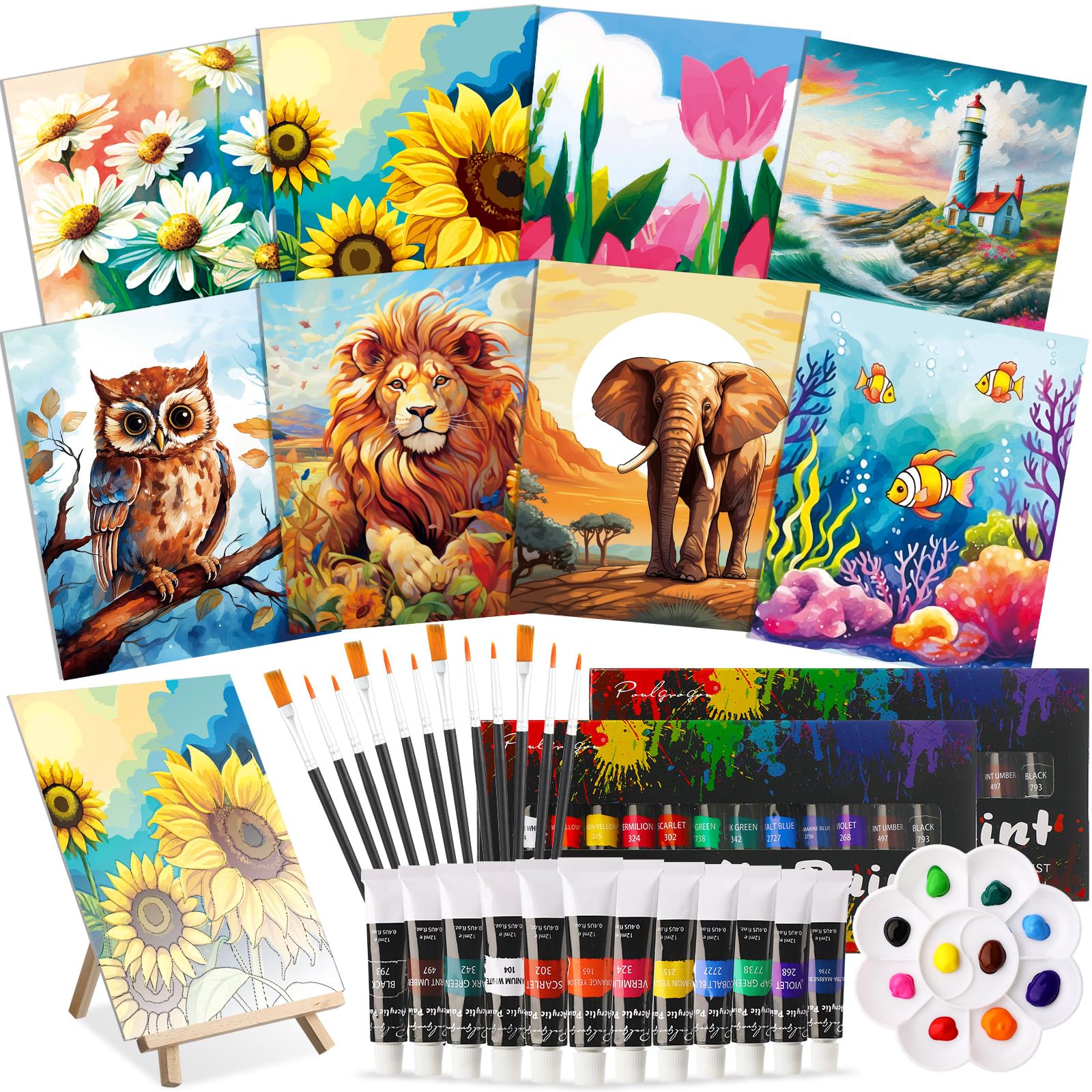 Cholemy 36 Pcs Valentine Paint And Sip Kit For Adults 8x10 Pre Drawn Canvas For Painting DIY Afro Acrylic Painting Kit Wood Easel Brushes Date Night Bulk For Party Gifts