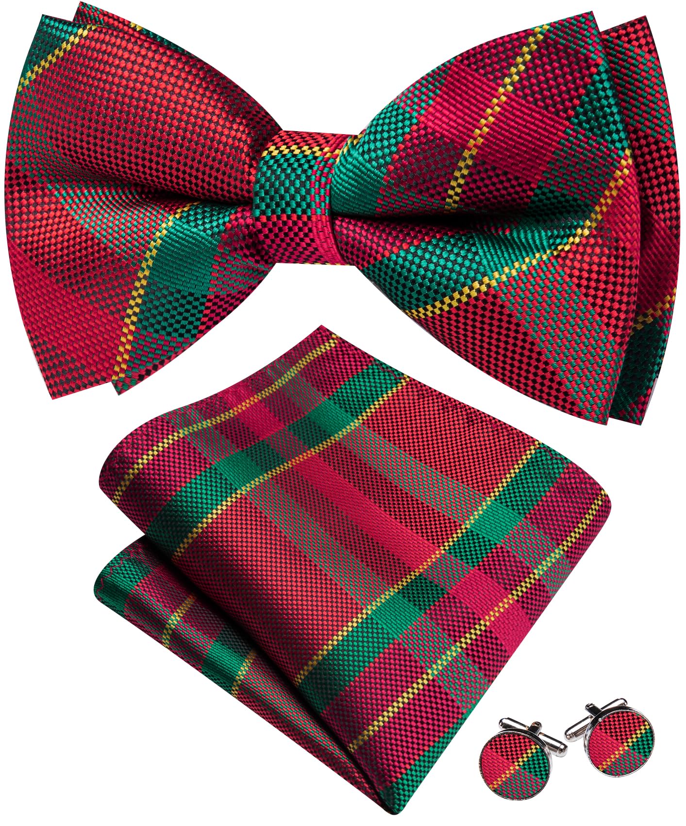 Barry.Wang Paisley Striped Bow Tie for Men Silk Pre-Tied Bowtie Set