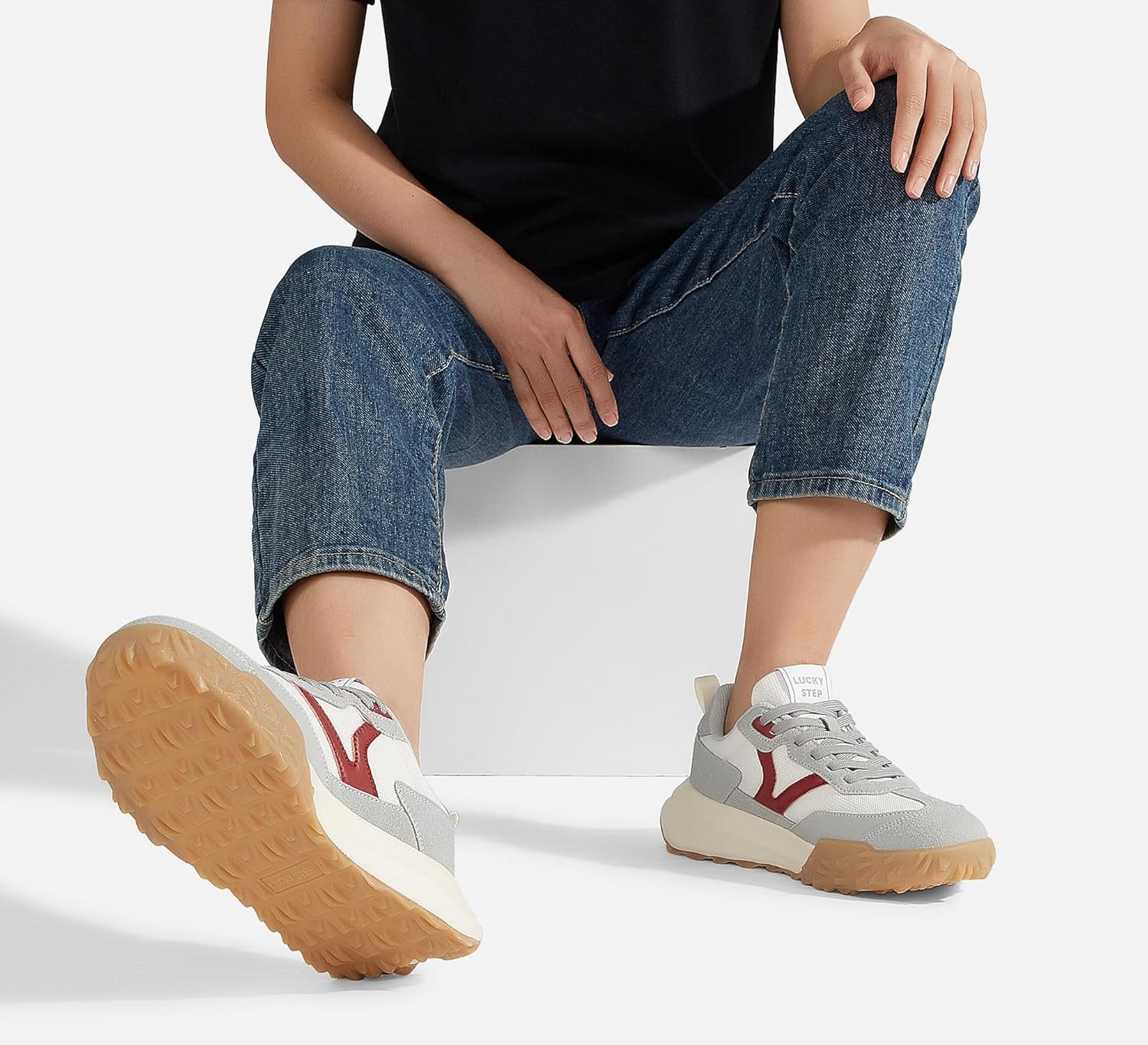 LUCKY STEP Women's Platform Tennis Walking Shoe Retro Chunky Casual Breathable Durable Deluxe Fashion Skate Sneaker - Image 8