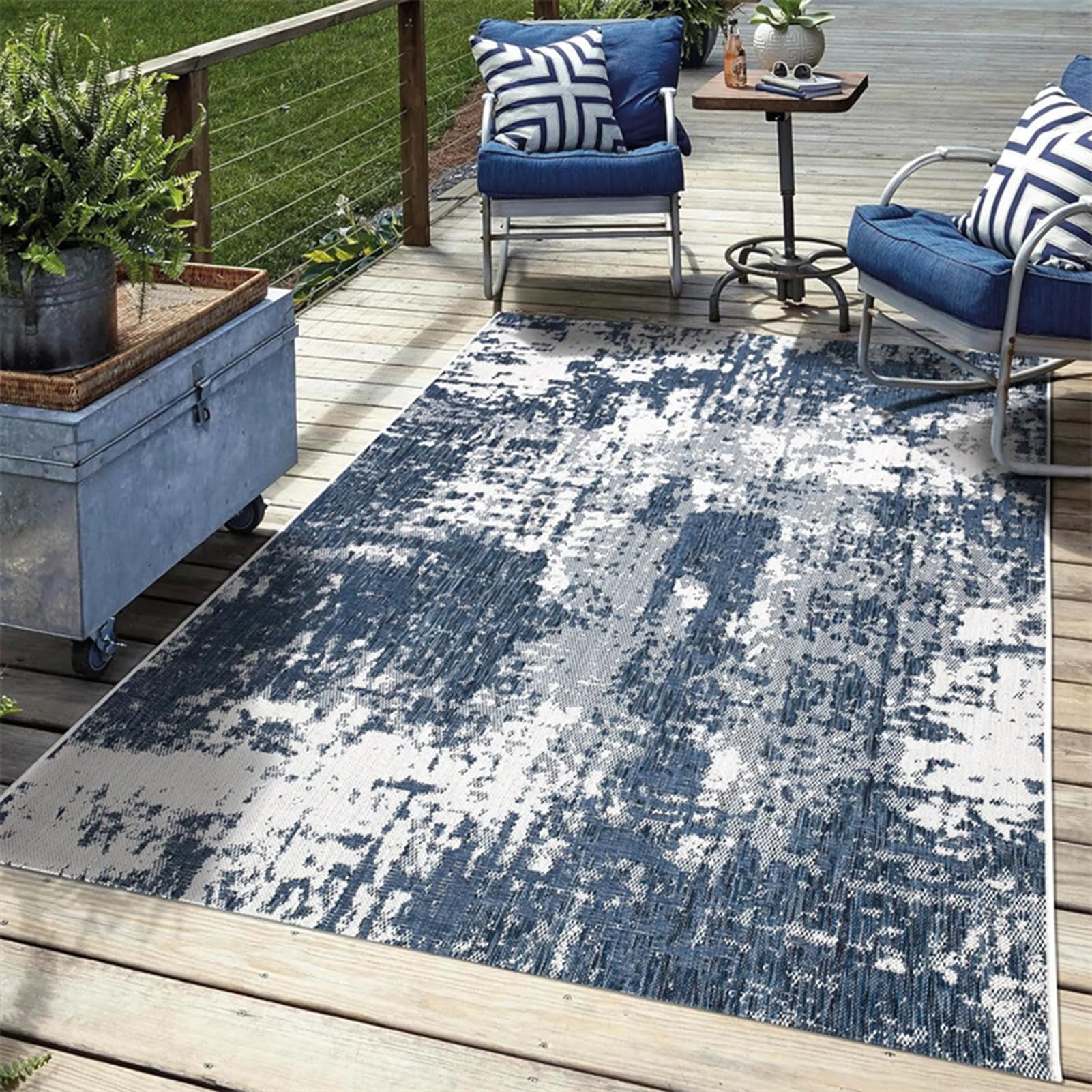 HGTRH Outdoor Rug 3x5 Patio Waterproof Gray, Outdoor Carpet for Deck Or Patio 8x10, Farmhouse Blended Outdoor Rugs Front Porch with Rubber Backing, Washable RV Mat Indoor/Outside Area Ruges