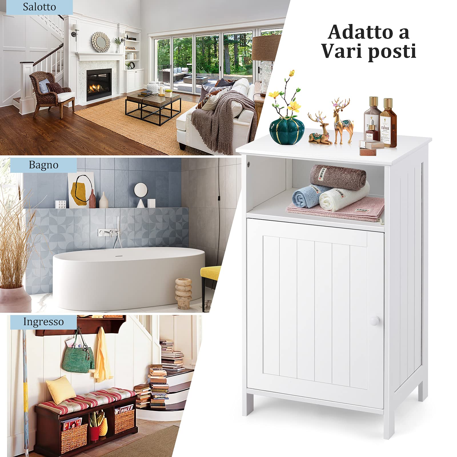 Mobile Da Bagno Con Ante E Ripiani - Nero, Design Moderno