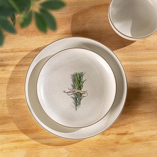 Miniatura 4 de GBHOME Juego de 6 platos llanos de cerámica, grandes y redondos de 10.25 pulgadas para ensalada, pizza, bistec, bufé, platos profundos resistentes a