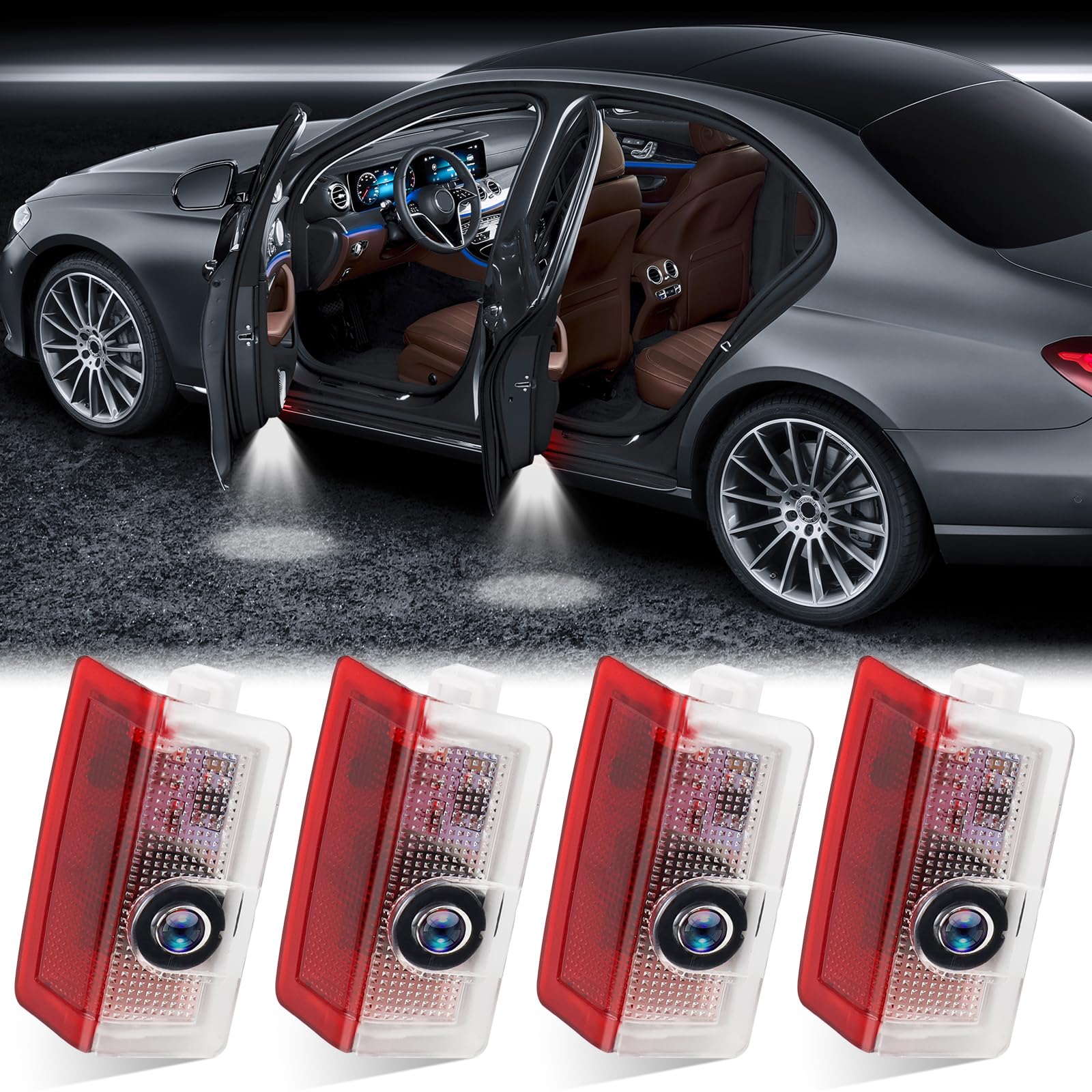 2 Pièces De Projecteur De Logo LED Pour Porte De Voiture Compatible Avec Mercedes Benz Gls Glc Glb Gla A B C E Class 99368774