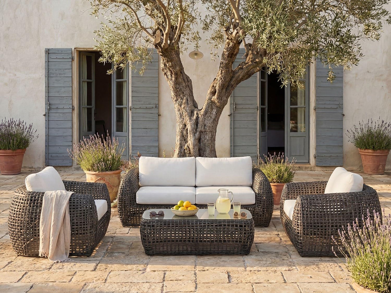 Vente-unique - Sillón de jardín 2 plazas Veyro - Resina - Gris Antracita
