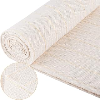 39.4"× 197" Large Overlocking Tufting Cloth with Marked Lines- Primary Monk's Cloth Punch Needle Fabric for DIY Rug-Punch Tufting Gun