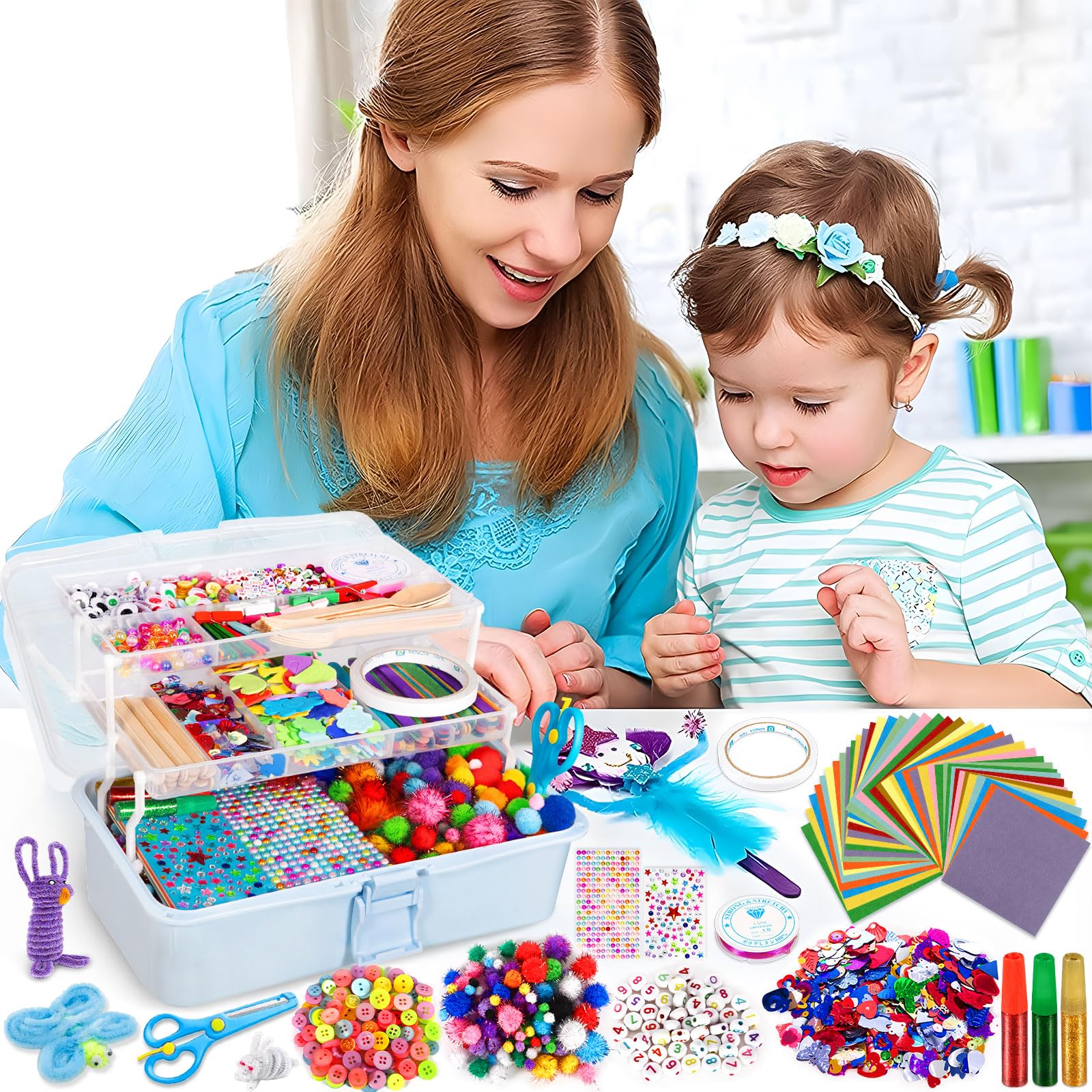 Purpledi 3300+ Pièces Kit Bricolage Enfants, DIY Activité Manuelle Loisir Creatif, Artistiques Cadeau Garçon et Fille ge 3+ Ans (A)