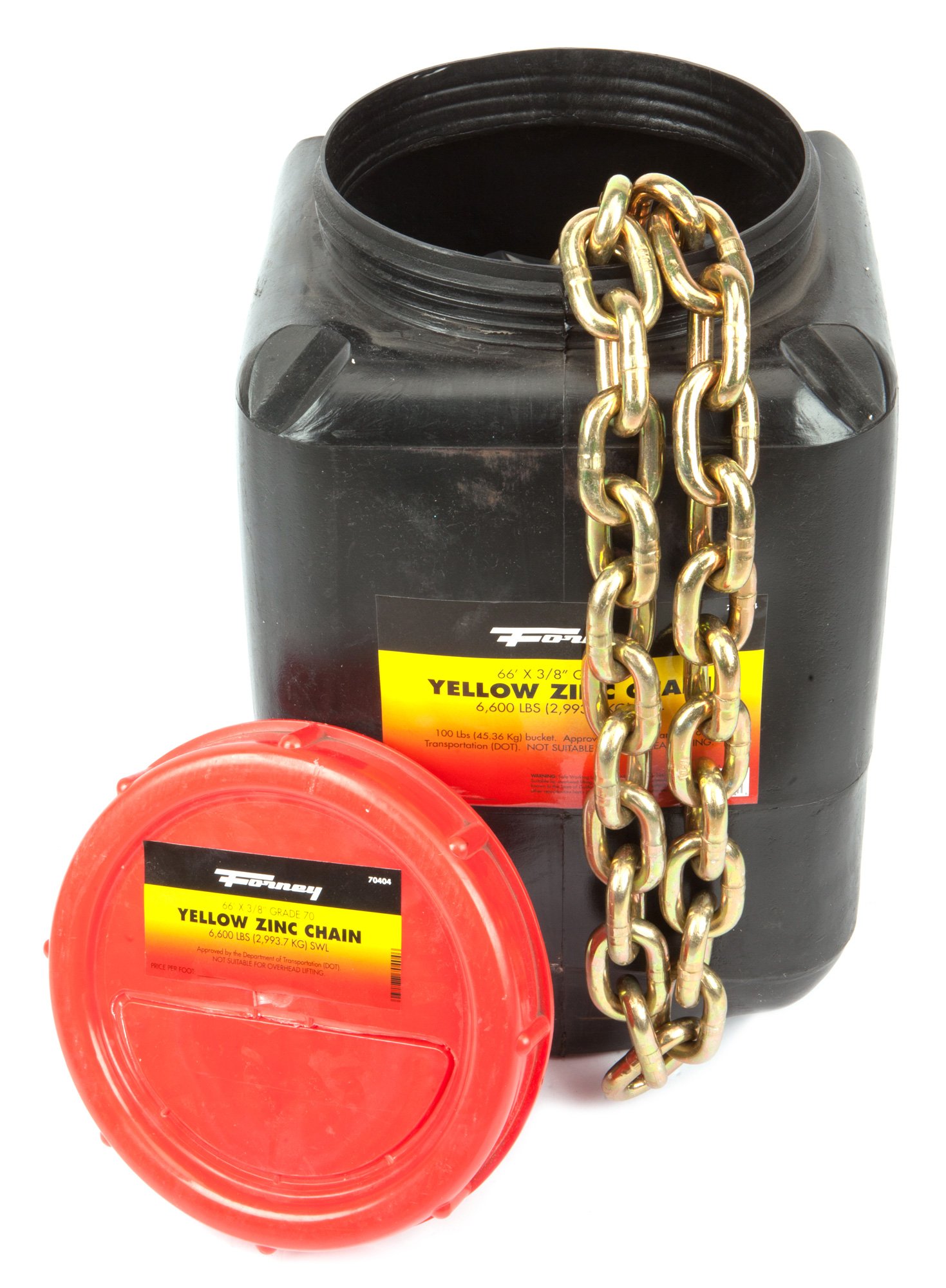 Forney 70404 Chain, Grade 70 Yellow Zinc, 3/8-Inch-by-66-Feet