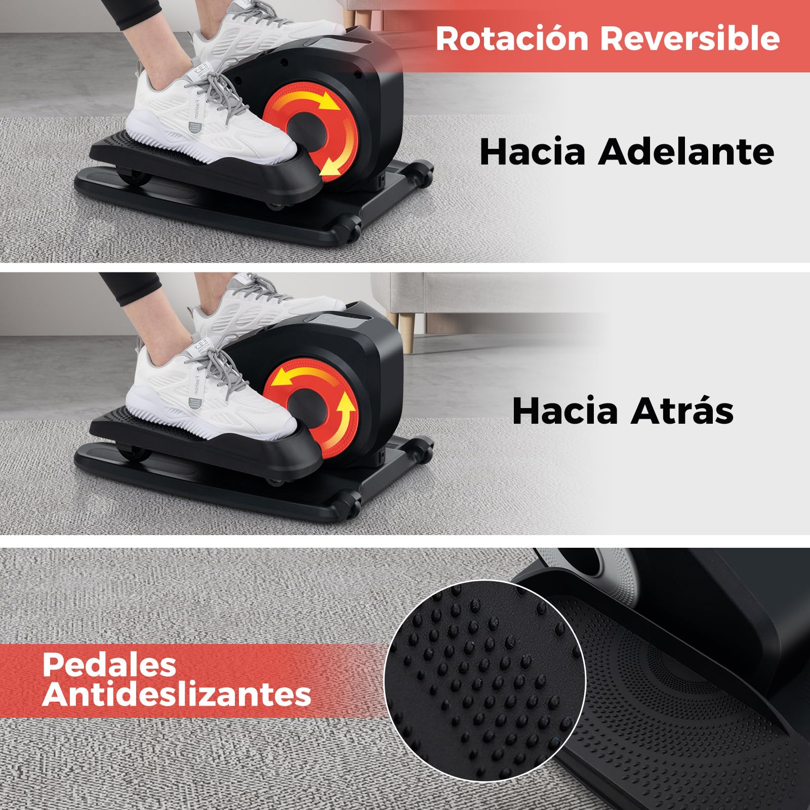 GOPLUS Elíptica Máquina Bajo Escritorio, Pedal Eléctrico para Casa con Pantalla y Control Remoto, 3 Modos Automáticos, 5 Velocidades, Entrenador Elíptico Portátil para Ancianos y Adultos
