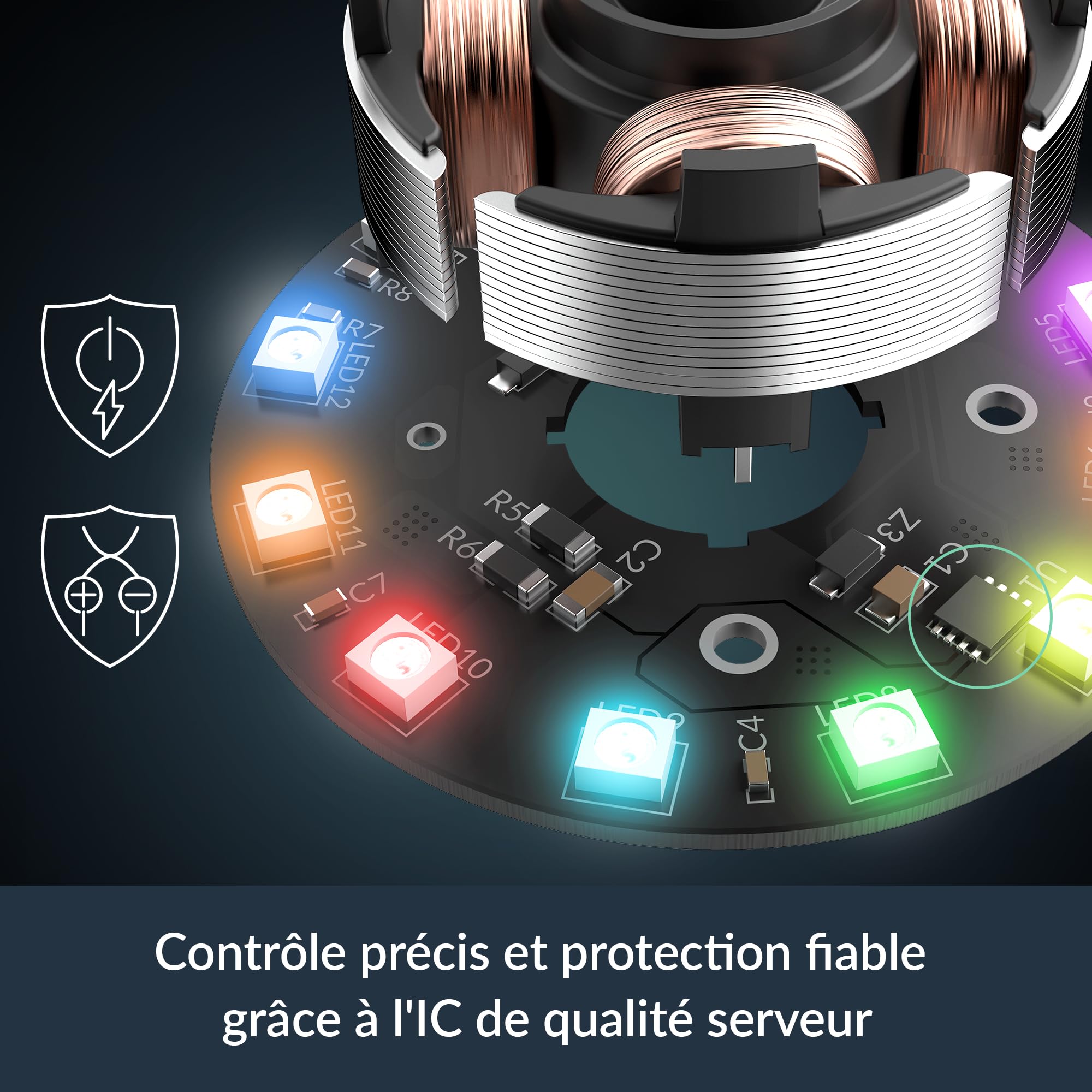 ARCTIC P12 Pro A-RGB (3 Piéces) - Puissant ventilateur premium, Fan PWM 120 mm avec Câble Répartiteur en Y, 600-3000 rpm, 0 rpm <5% PWM, 5V Digital RGB, Palier à dynamiqu fluides, 4 Broches - Noir