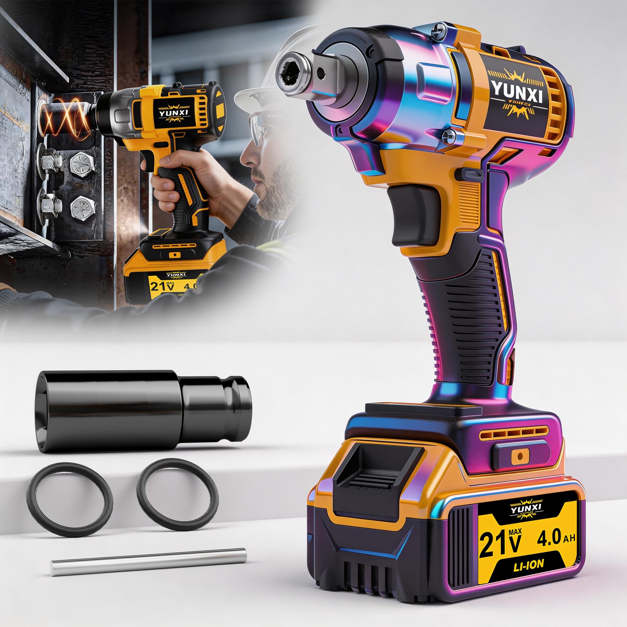 Cordless impact wrench kit, impact with charger, lithium-ion, portable, fast charger - electric tools suitable for home and car maintenance and repair use (Wireless Charging Board Hand)
