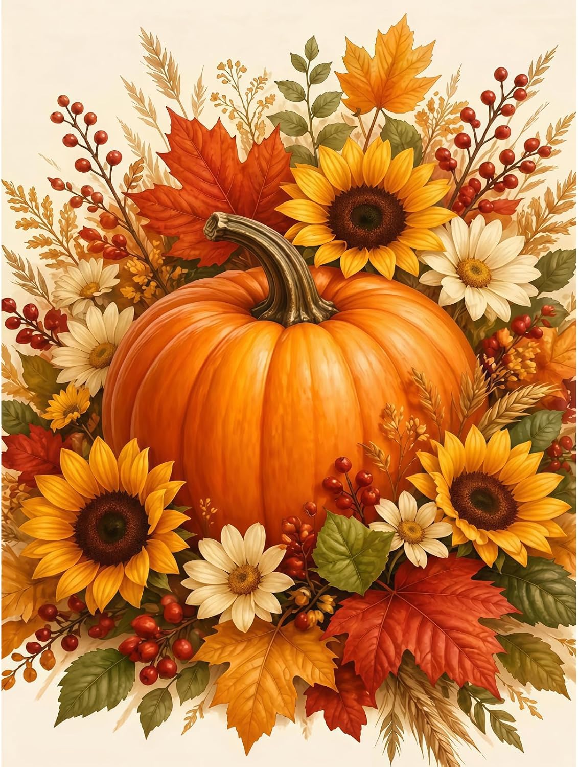 Diamond Painting Kit for Adults,5D Full Drill Autumn Pumpkin Diamond Art