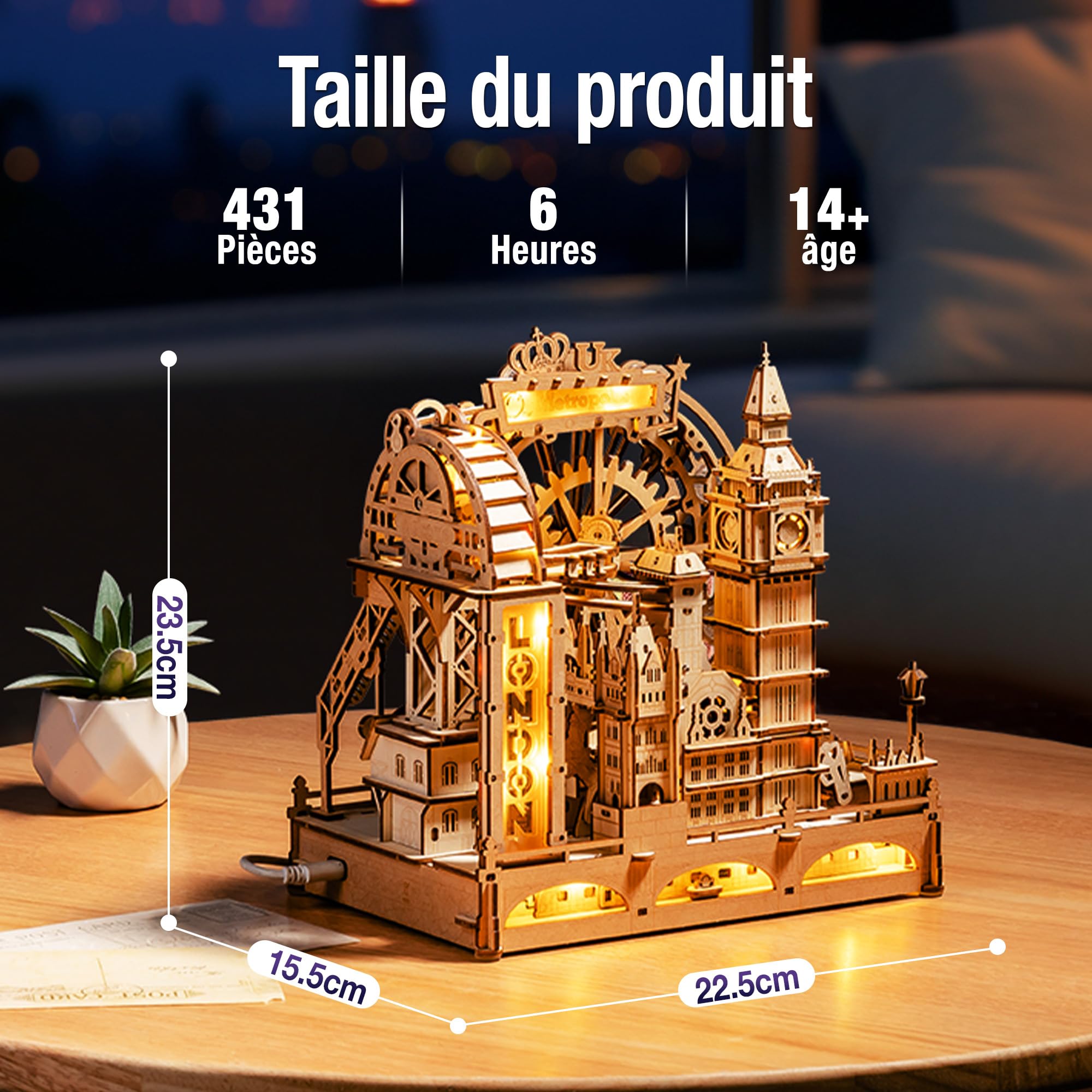 ROKR Puzzle 3D Bois,Maquette en Bois,Marble Travel London,EGB01 | Souvenir Londres pour Adultes, Kit de Construction Modélisme Décoration Bureau & Maison Cadeau