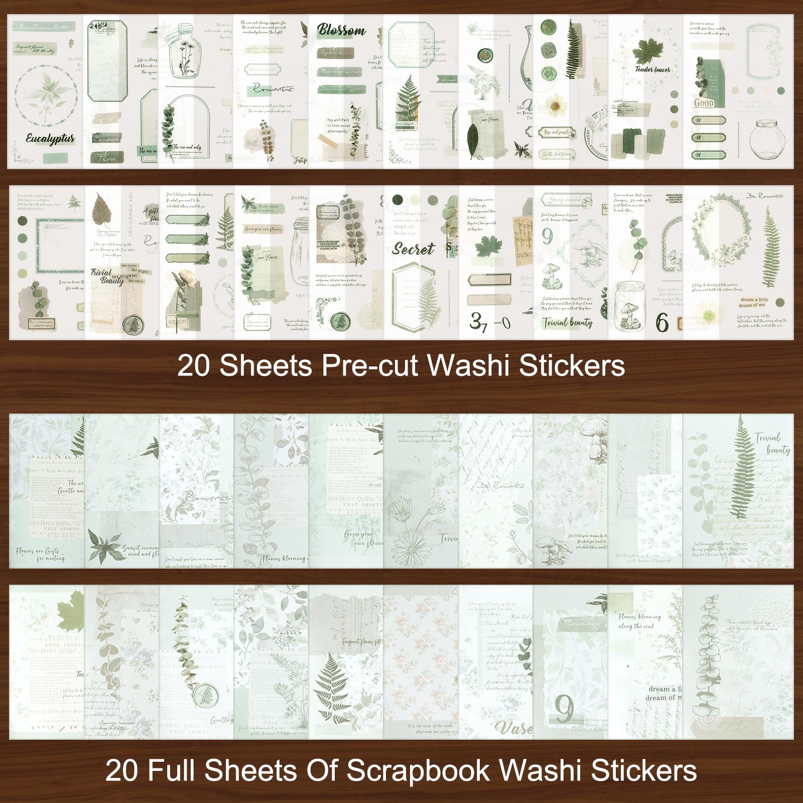TIAMECH Quiet Time Sticker Book - Orchids Series, 20 Sheets PET & Washi Stickers For Journaling