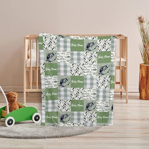 Miniatura 6 de Manta de bebé de pesca, mantas de bebé personalizadas para niños, manta de bebé con nombre de pez, mantas de bebé personalizadas con nombre para