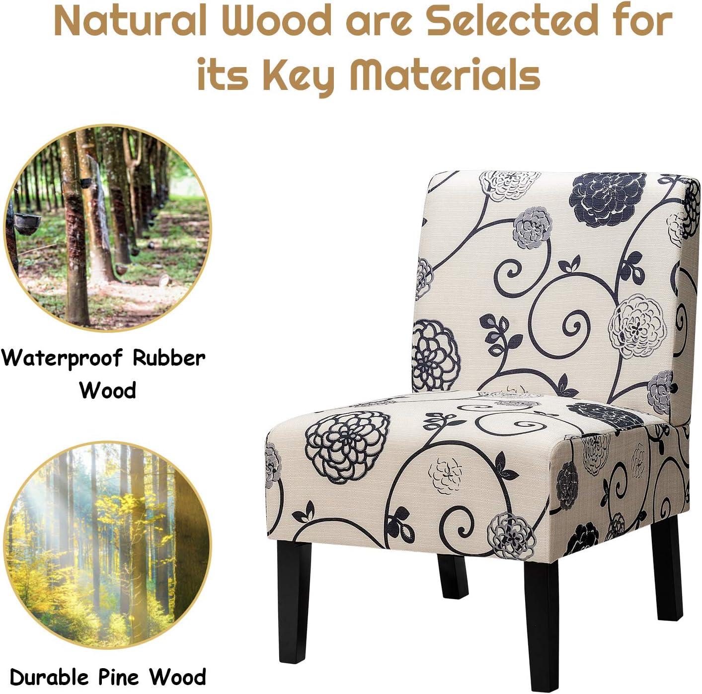DORTALA 2PCS Upholstered Accent Chair,Upholstered Fabric Side Chairs W/Curved Backrest, Rubber Wood Legs, Soft Sponge, Comfortable Backrest, Sturdy Structure, Ideal for Living Room Bedroom, Pattern