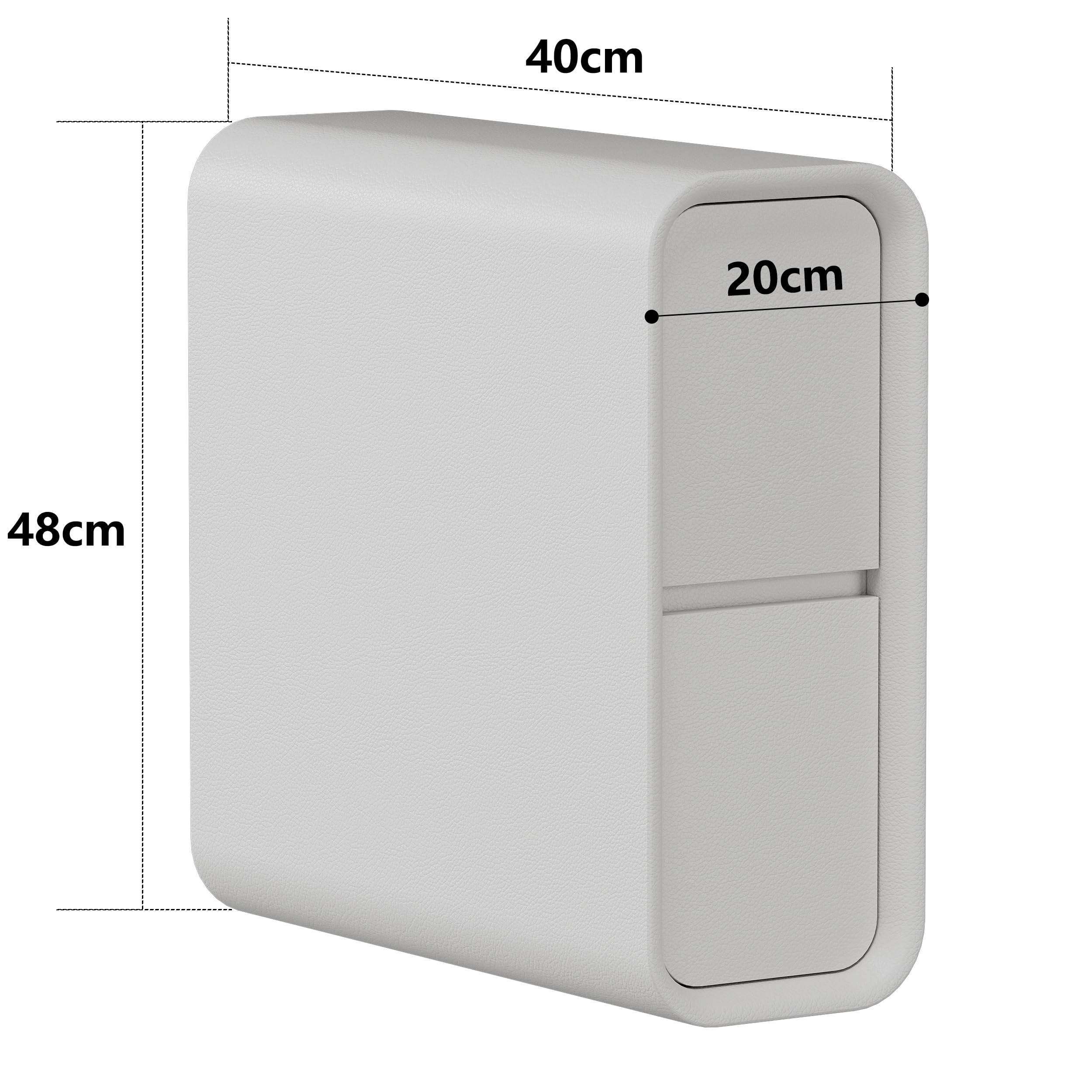 MSFE Mesita de Noche Estrecha, Mesita de Noche Estrecha con Superficie de Cuero,20cm Mesa Auxiliar Blanca con 2 Cajones, Mesitas Dormitorio,Sin Instalació, para Dormitorio,Salón