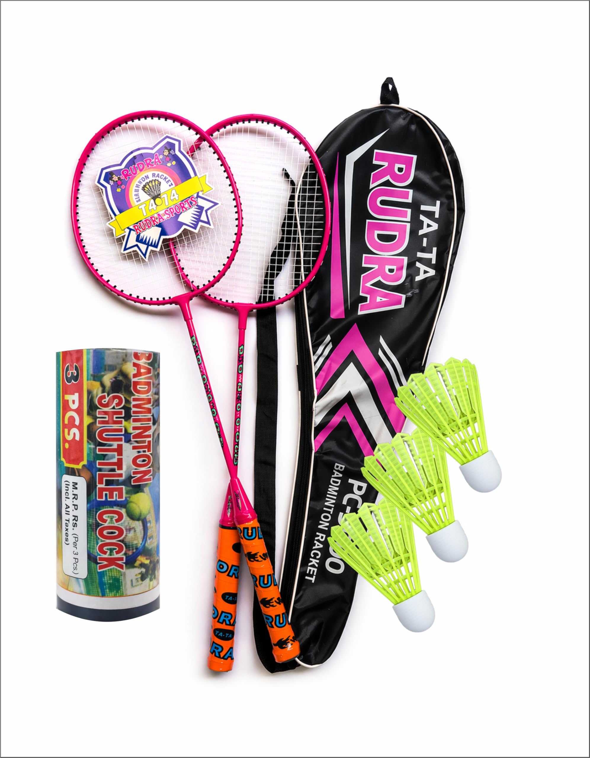 Rudra Badminton Racket- for Men & Women. Indoor/Outdoor Badminton Racquet for Training, Power Play & Control with Free 3 Shuttlecock (Pink)-image-43