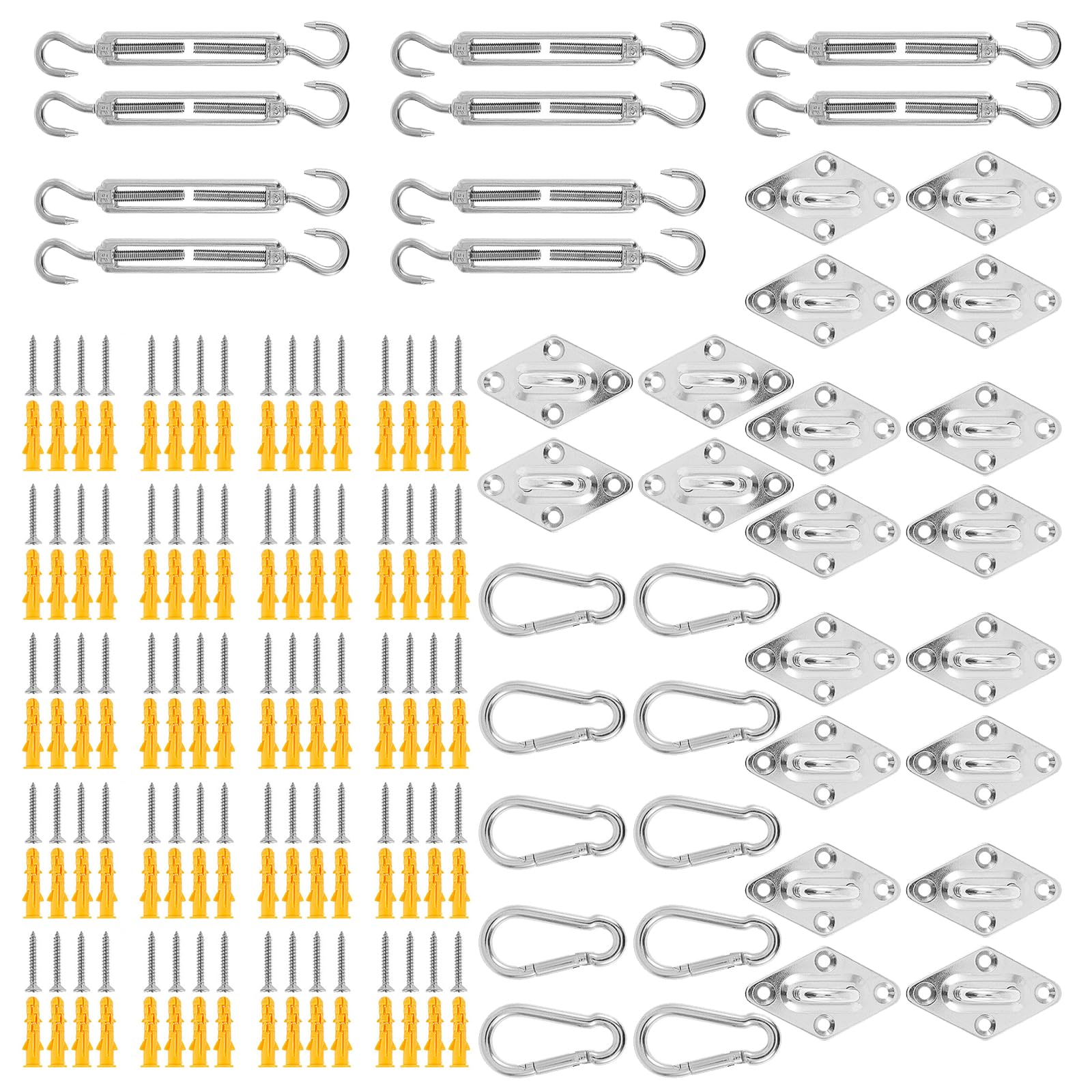 Abizarch Sun Shade Sail Hardware Kit Solid Stainless Steel Sunshades Canopy Installation Kit Versatile Shades Awning Kit Convenient Awning Attachment Adjustable Shade Sails Installation Kits for Garde