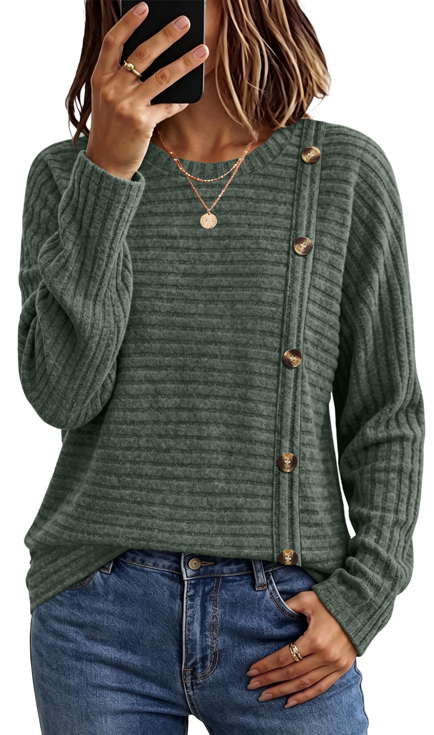 WIHOLL Womens Sweaters Fall Teacher Outfits Long Sleeve Shirts Tunic Tops