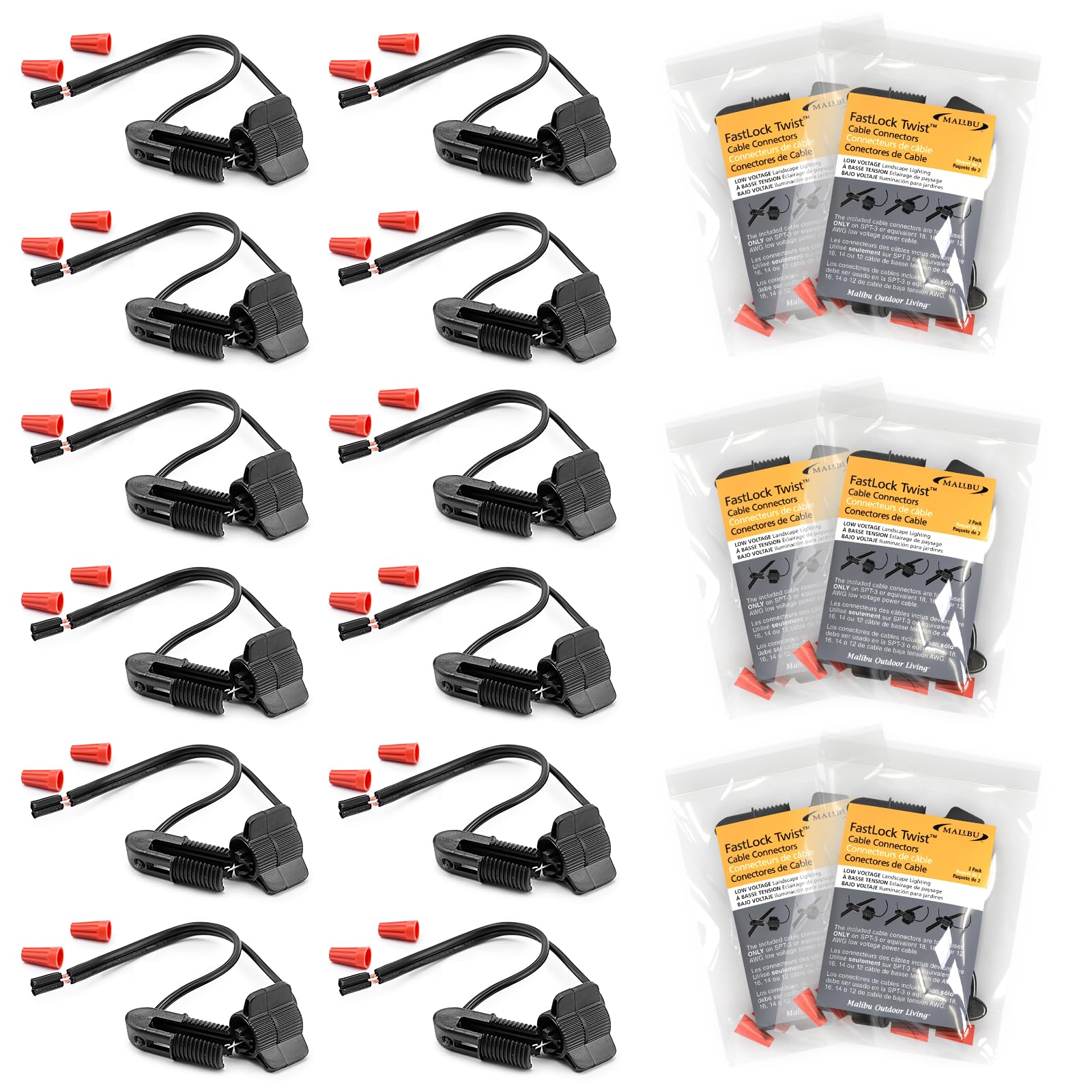 Malibu Low Voltage Cable Connector (12 PCS) Fast Lock Twist 12-18 Gauge Wire Connectors for Outdoor Landscape Lighting Spotlights Floodlight Pathway Lights