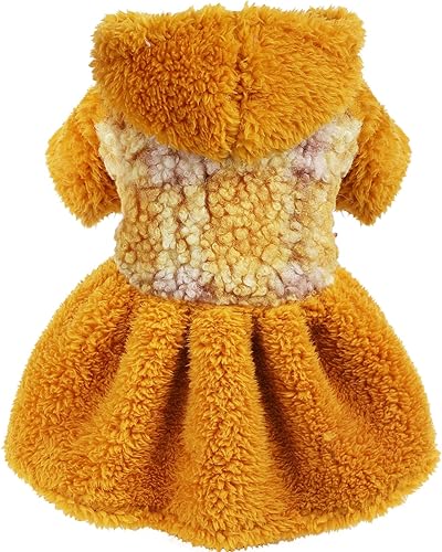 Suéter a cuadros para perros pequeños y niñas, vestido de perro de otoño e invierno, ropa de vellón cálido para cachorros, suéter de gato con taza