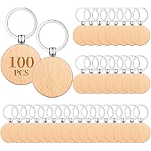 100Pcs Natural Wood Slices-Wooden Keychain Blanks Unfinished Wood Slice for Laser Engraving,Christmas Crafts Wooden Circles for DIY Christmas Ornaments/Laser Engraving/Wedding Decorations