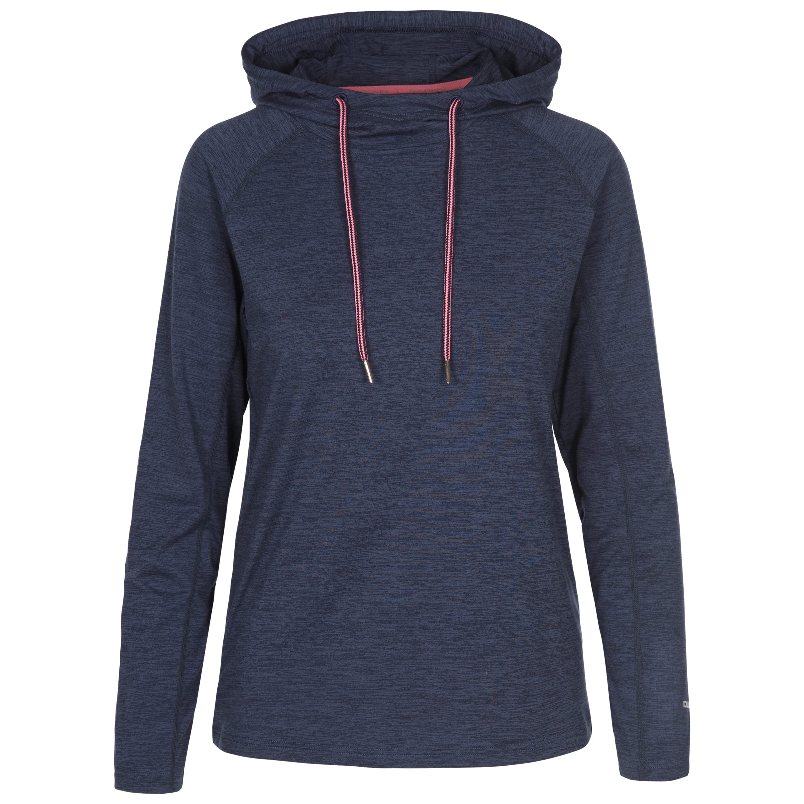 Trespass Womens Hoodie Hattie - Long Sleeved, Rear Zip Pocket, Contrast Inner Binding, Reflective Logos, Grown-On Hood, Dual String Pulleys, Knitted Fabric