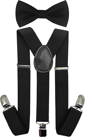 Kids, Toddlers Suspender and Bow Tie Set, Adjustable Set and Colors for Boys and Girls