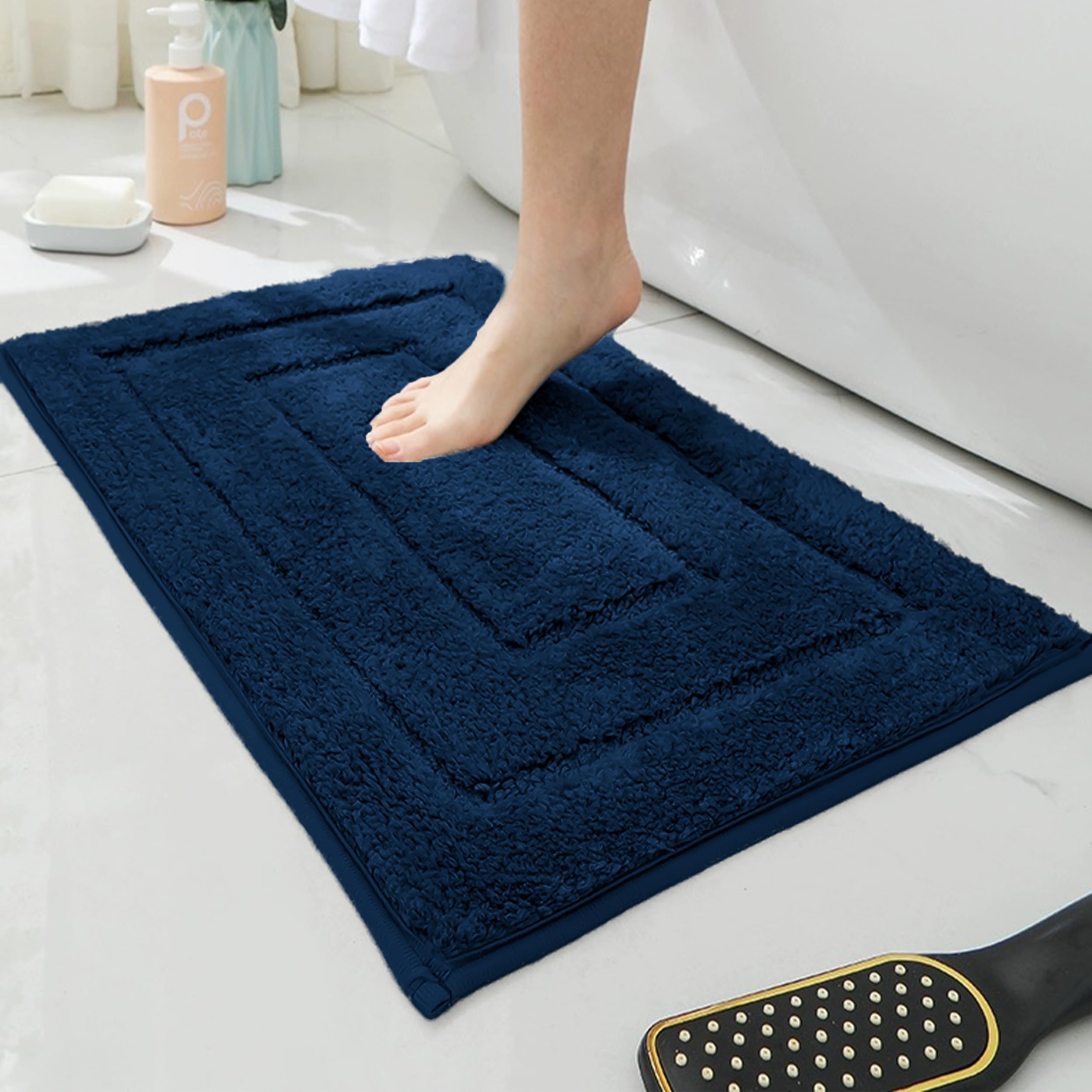 Dalina Textil - Alfombra De Baño Antideslizante,Alfombrilla De Baño,Multifuncional,Alfombra Ducha Baño Cocina Puertas de Entrada Pasillo Dormitorio Salon Modernas,Suave, 50 x 80 cm, Marino